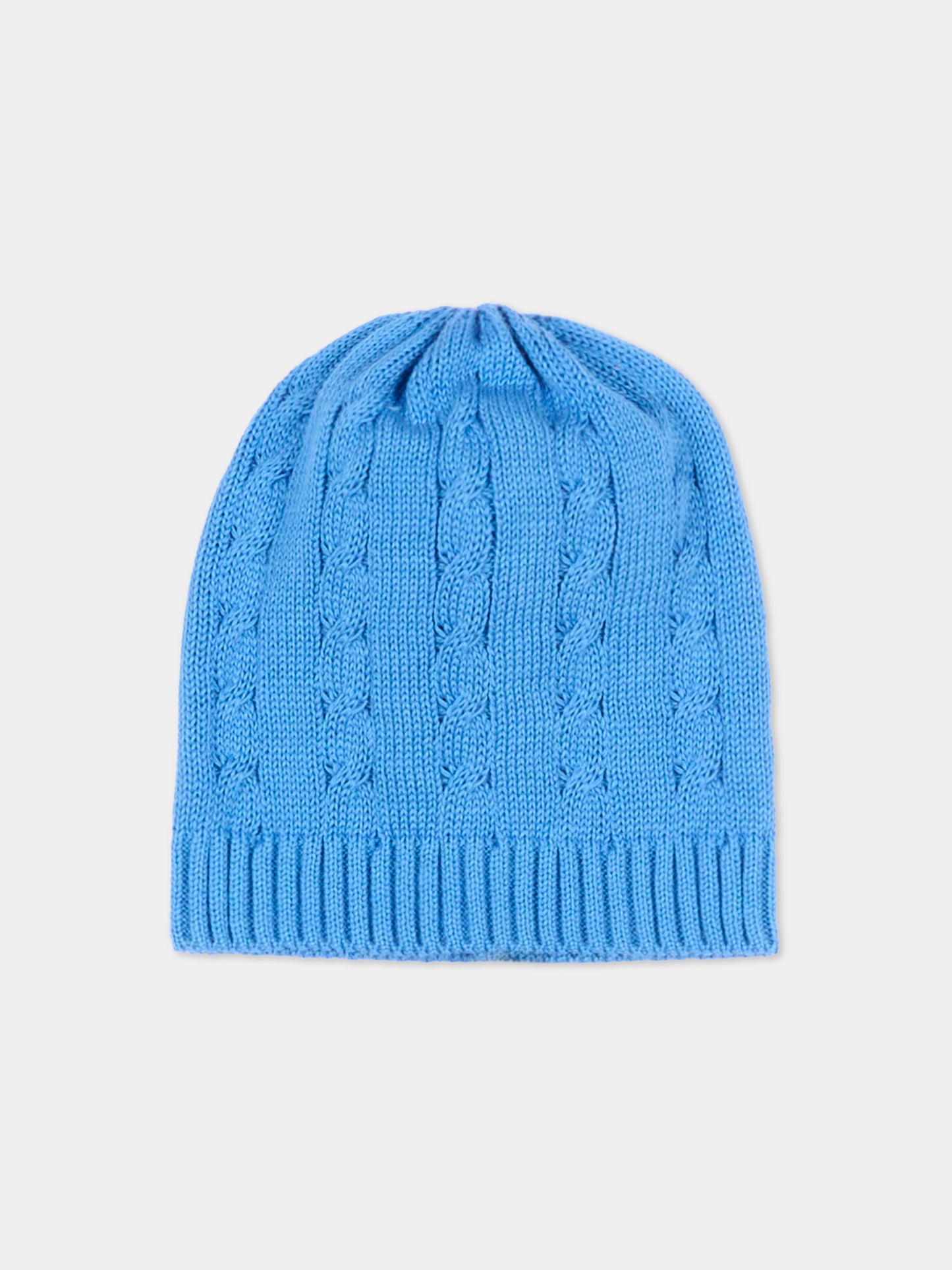 Cappellino azzurro per neonato a trecce,Little Bear,3112 AZZURRO