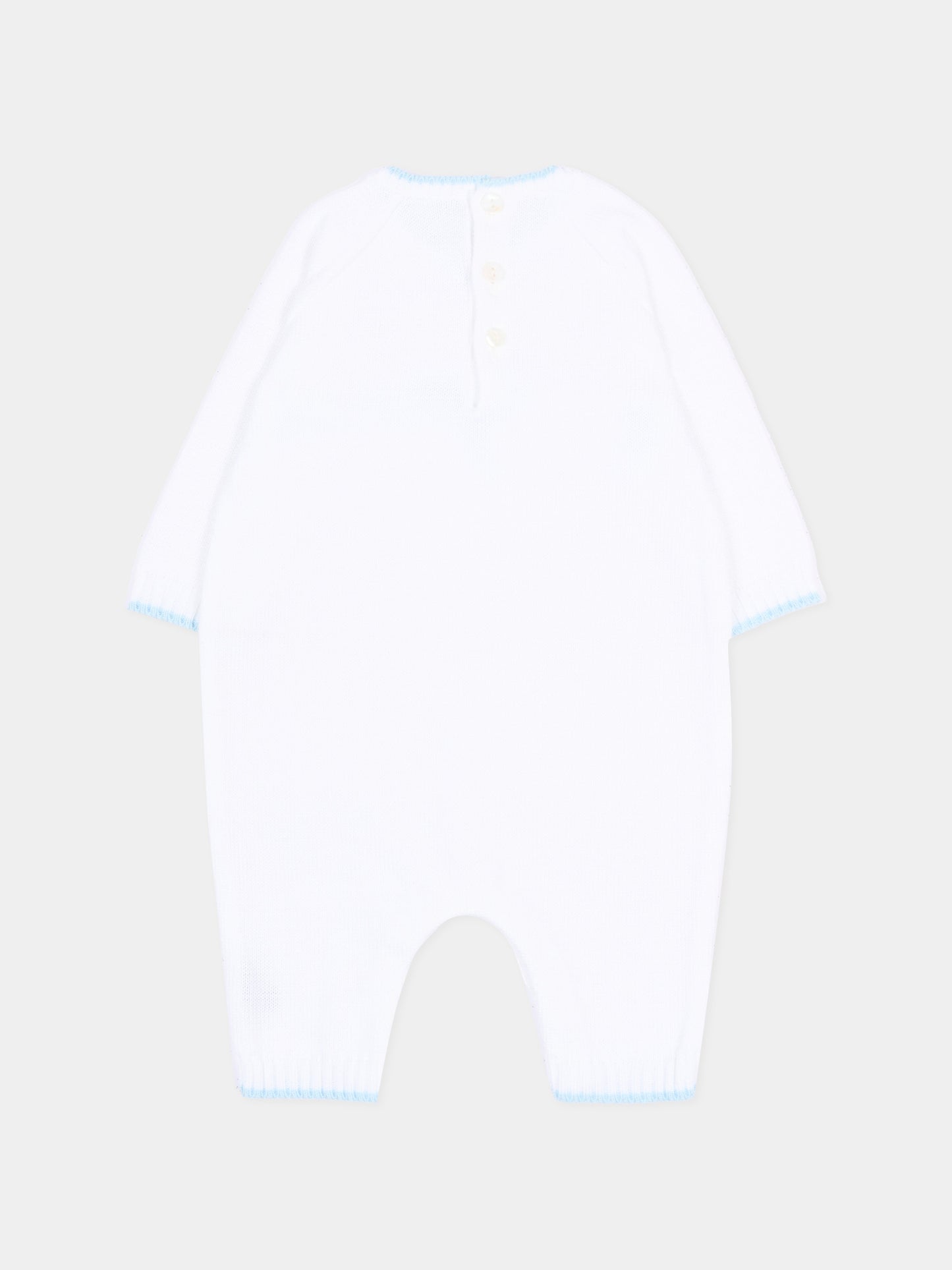 Tutina bianca per neonato con logo,Little Bear,3123 BCO/CIELO