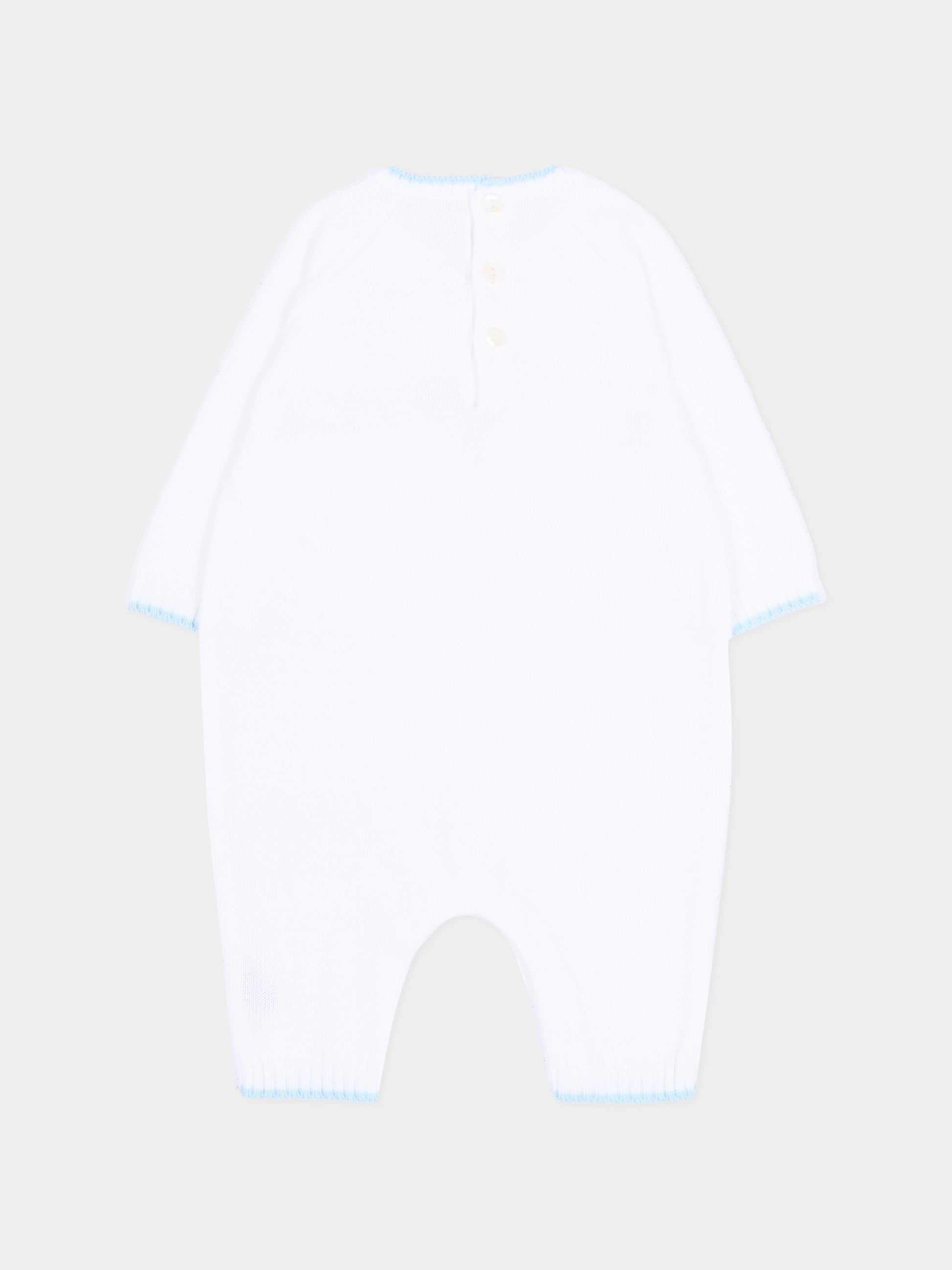 Tutina bianca per neonato con logo,Little Bear,3123 BCO/CIELO