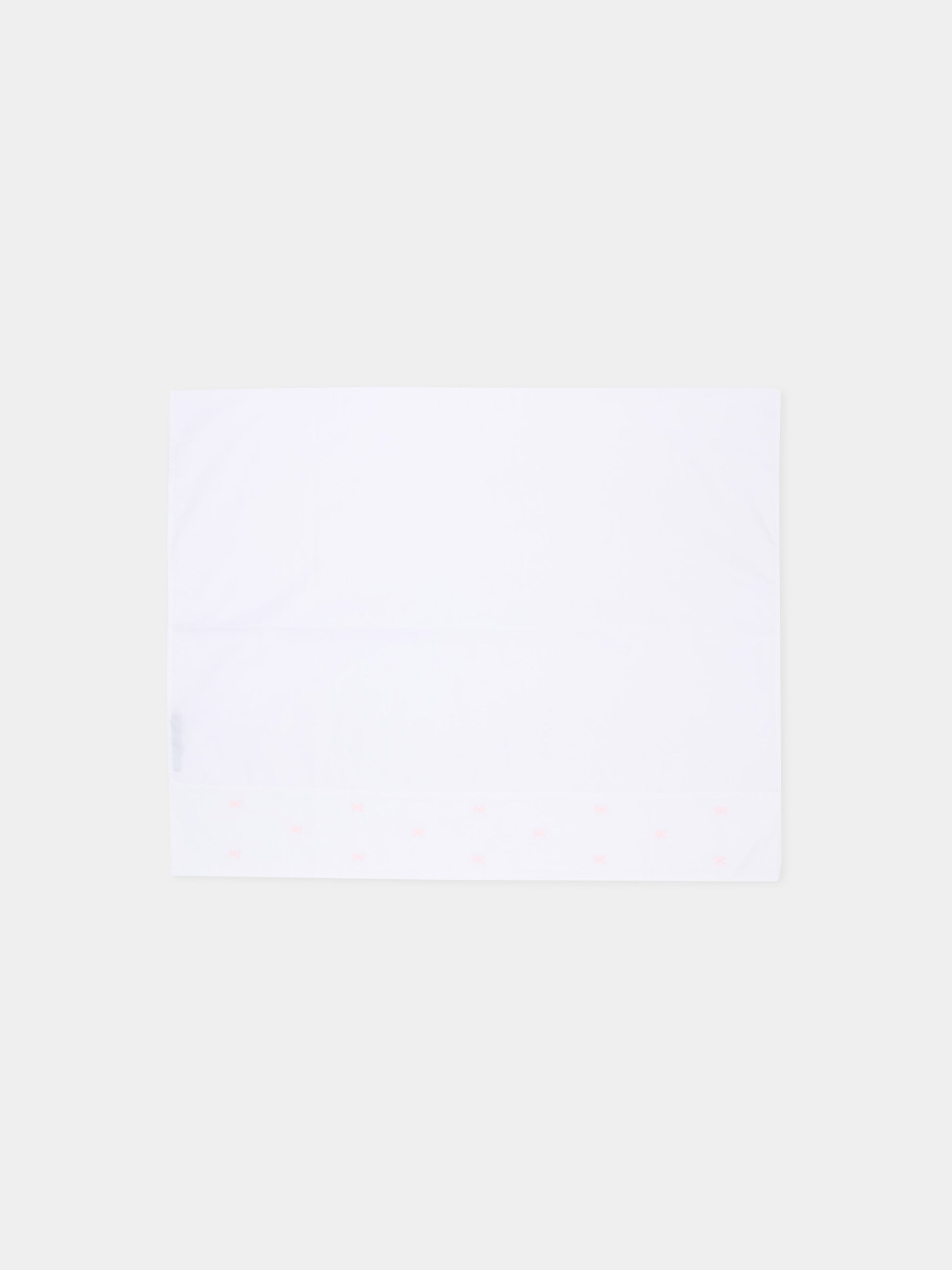 Lenzuola bianche per neonata con fiocchi,Little Bear,2041 BCO/ROSA