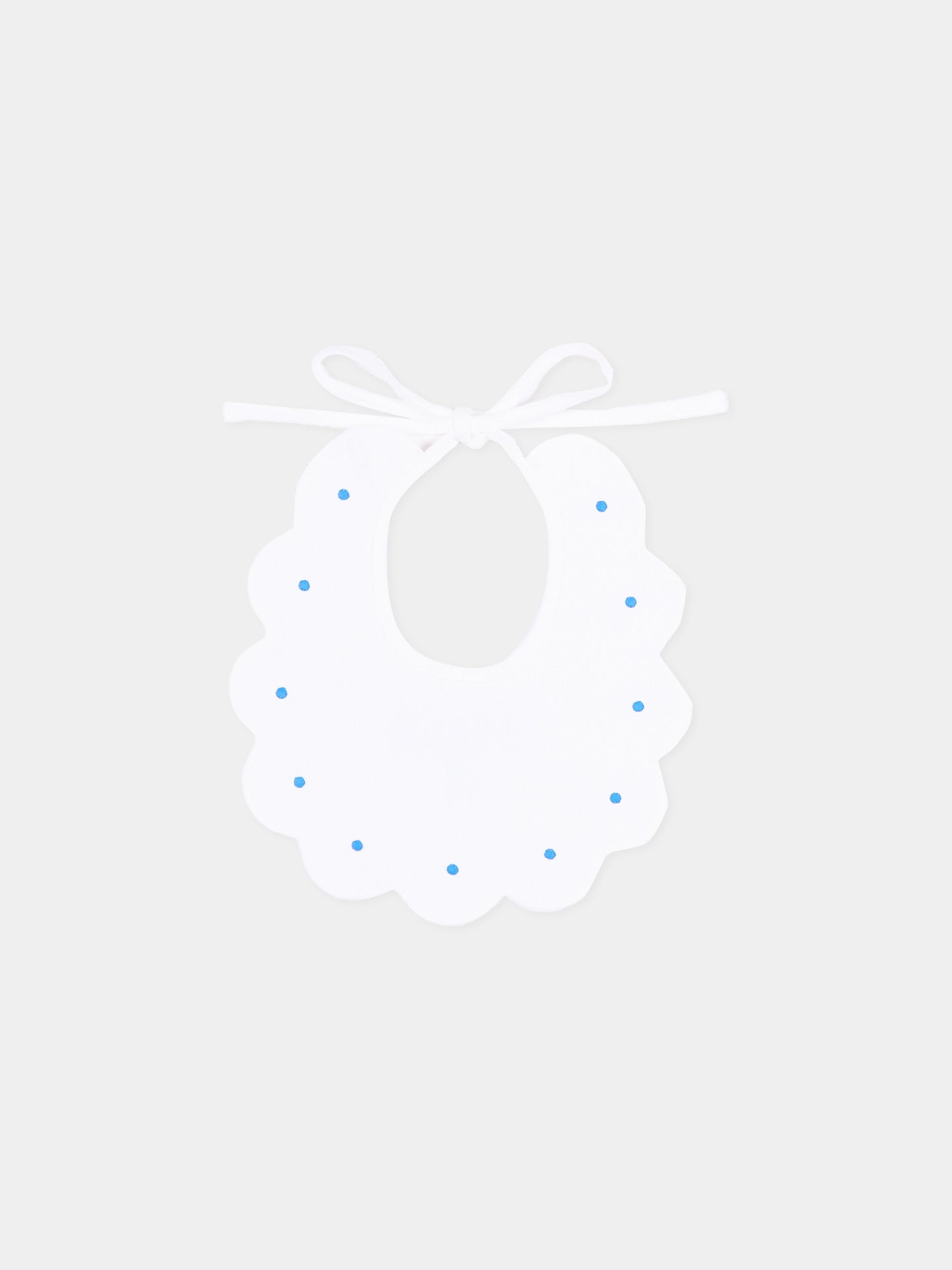 Bavaglino bianco per neonato con pois azzurri,Little Bear,2042 BCO/AZZURRO