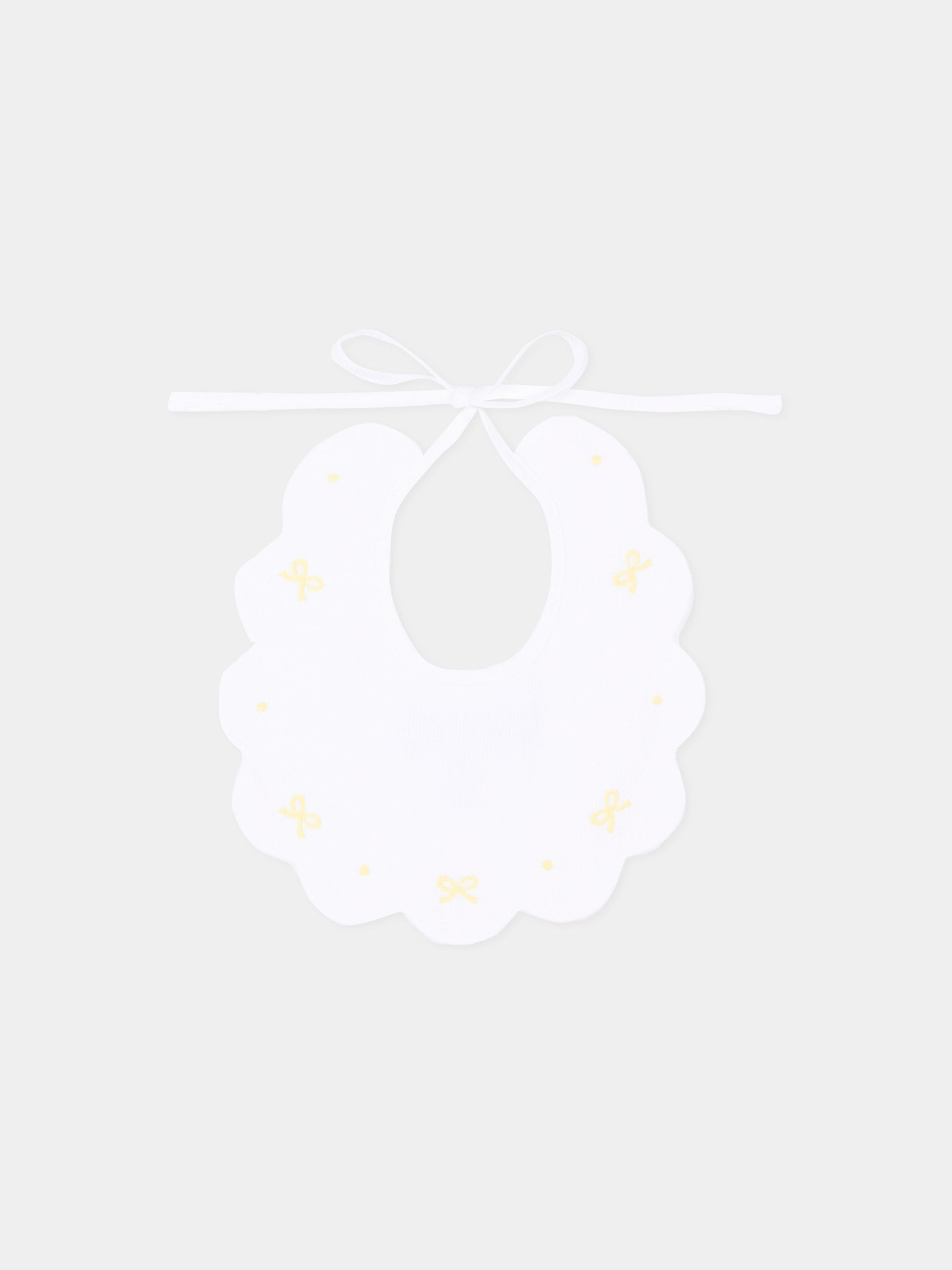 Bavaglino bianco per neonato con fiocchi,Little Bear,2043 BCO/GIALLO