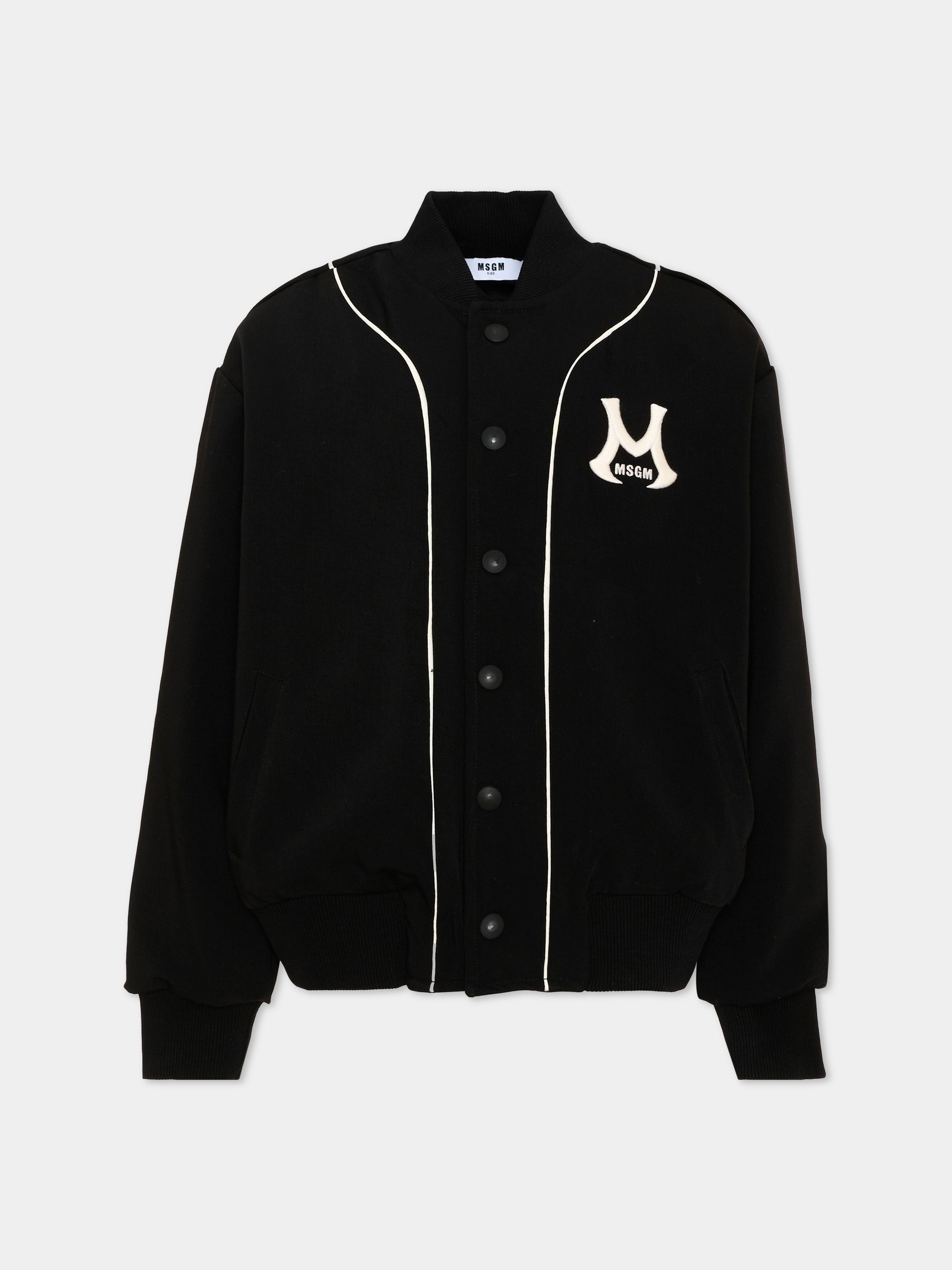 Bomber nero per bambino con logo,Msgm Kids,F6MSJBBO278 110
