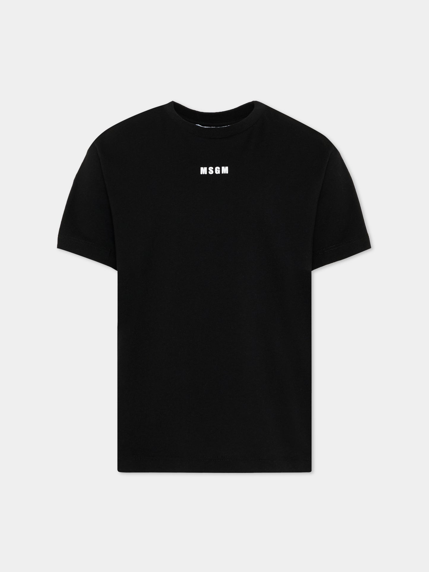 T-Shirt nera per bambino con logo,Msgm Kids,F6MSJBTH245 110