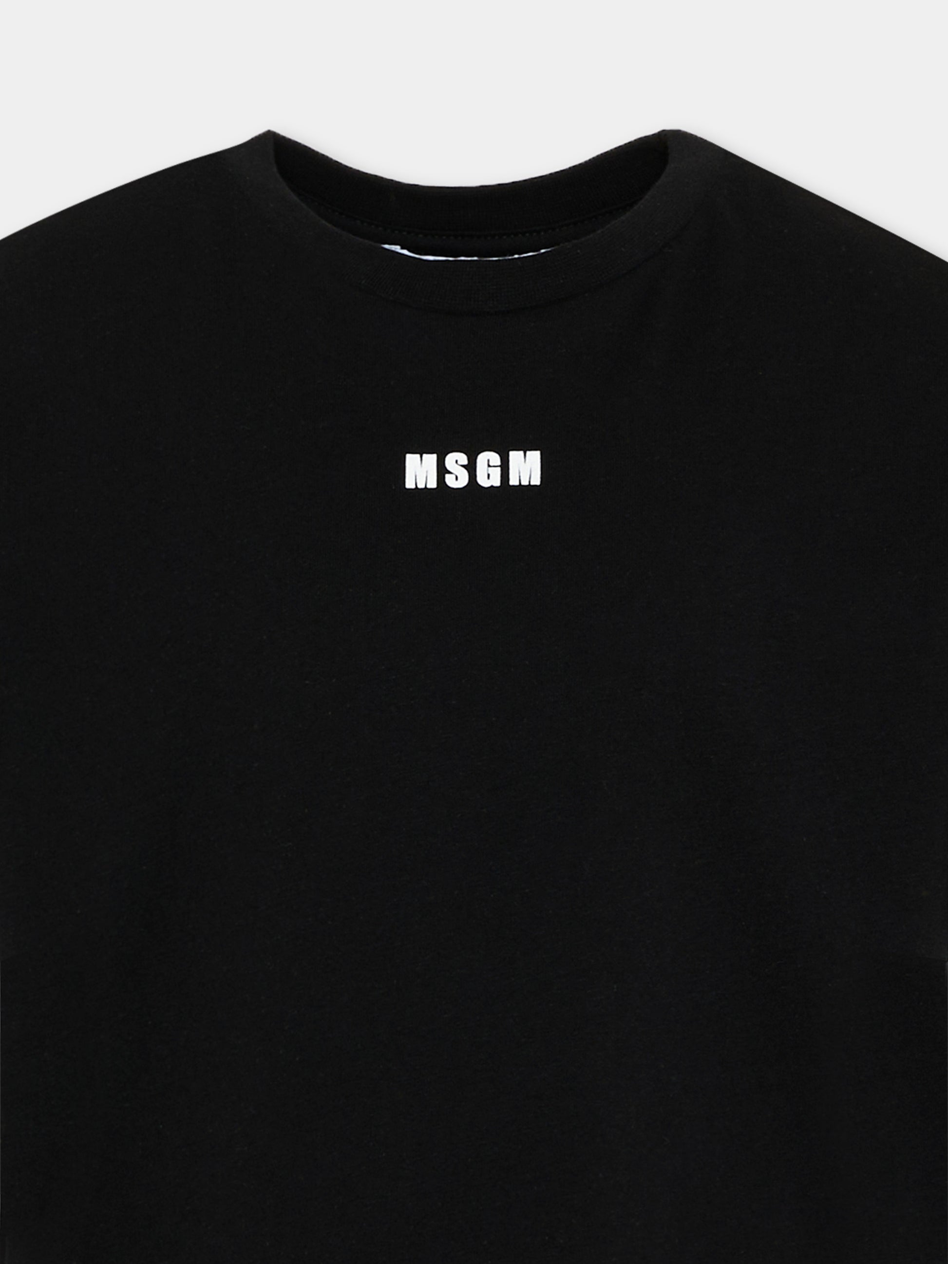 T-Shirt nera per bambino con logo,Msgm Kids,F6MSJBTH245 110