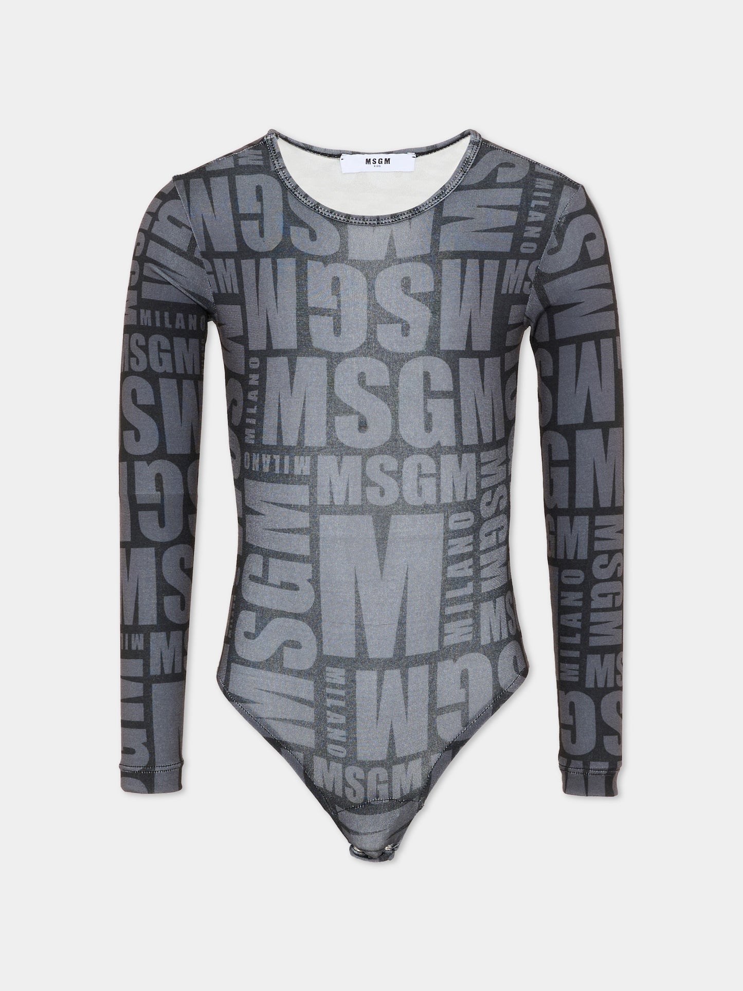 Body nero per bambina con logo,Msgm Kids,F6MSJGBD120 110