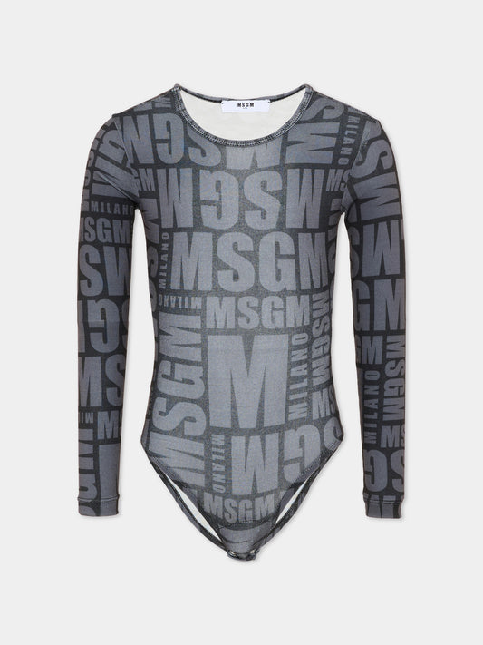 Black bodysuit for Girl with logo