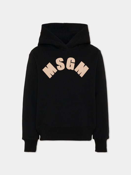 Felpa nera per bambina con logo,Msgm Kids,F6MSJGHS097 110