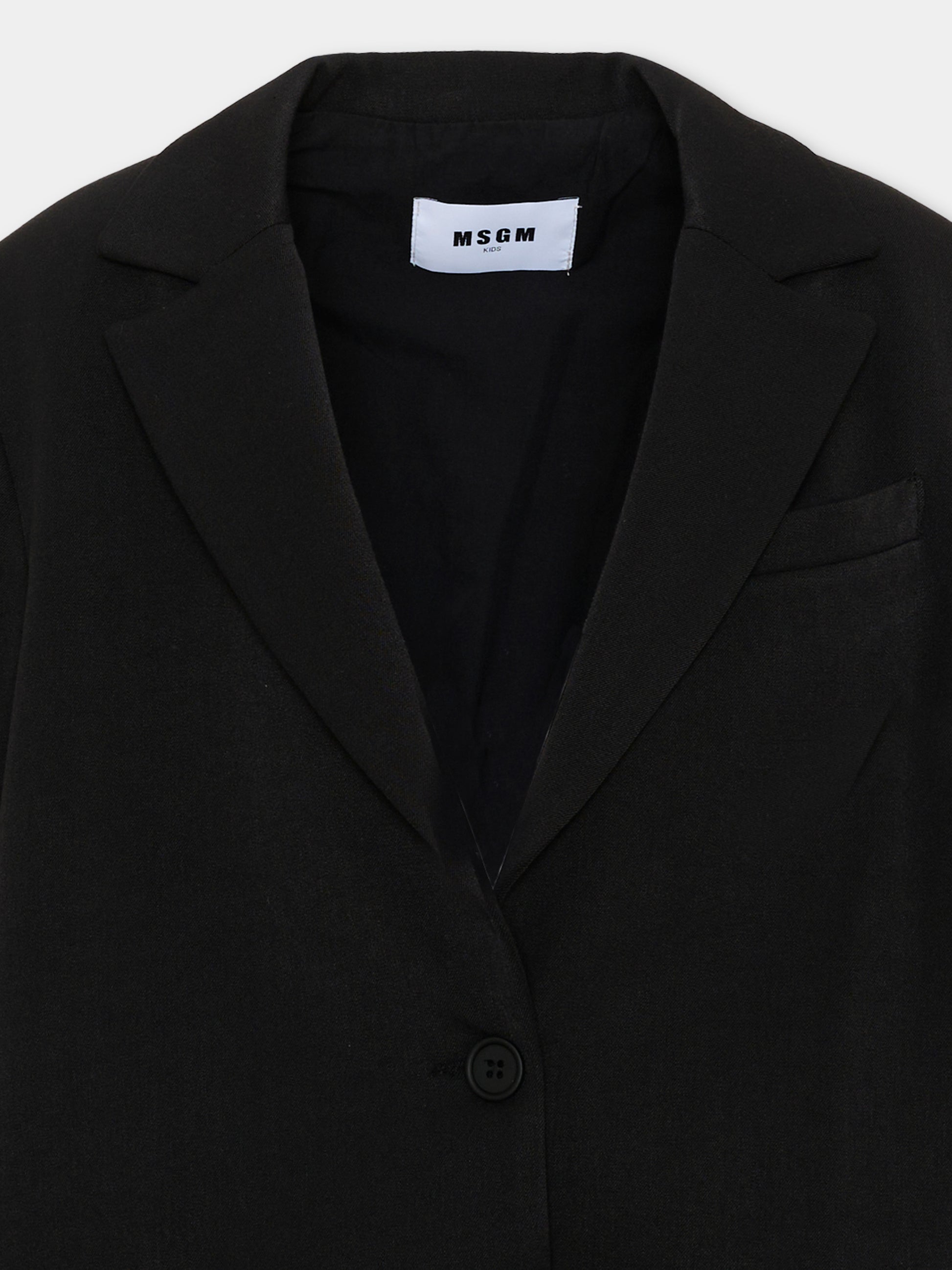 Giacca nera per bambina con logo,Msgm Kids,F6MSJGJK100 110