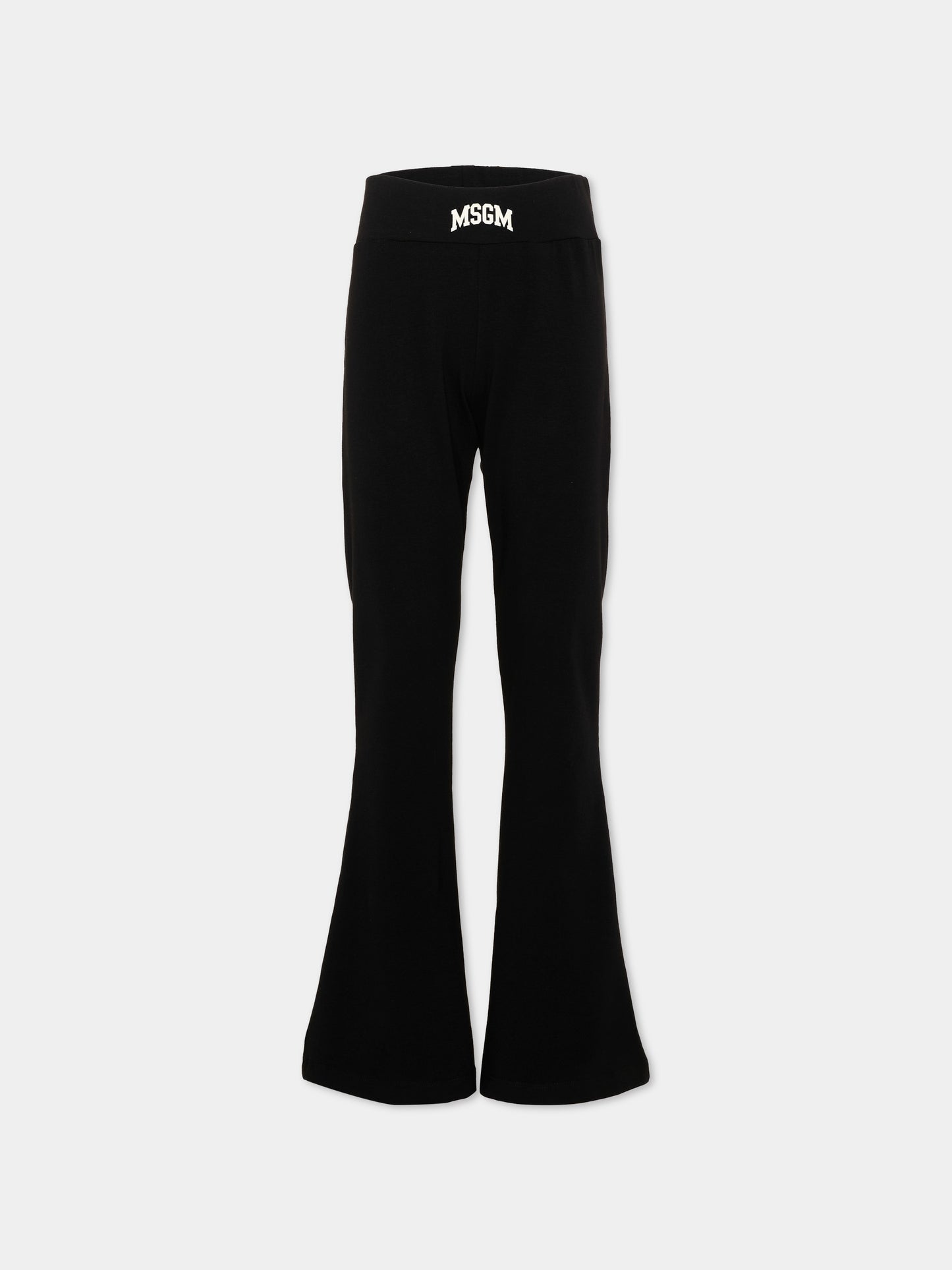 Leggings nero per bambina con logo,Msgm Kids,F6MSJGLG031 110