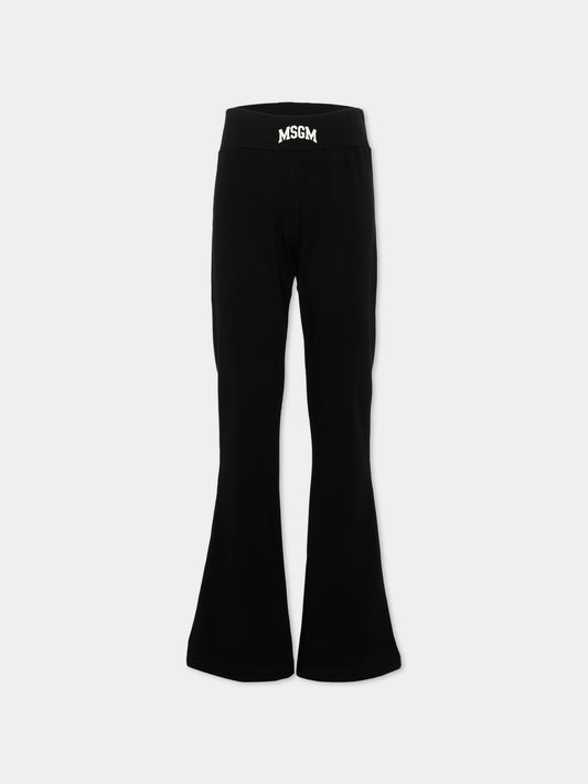 Leggings nero per bambina con logo,Msgm Kids,F6MSJGLG031 110