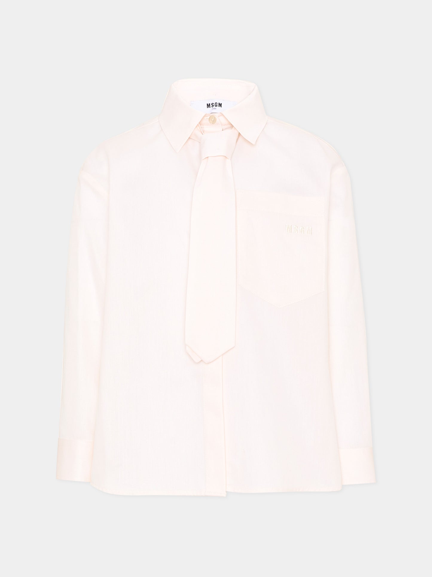 Camicia avorio con cravatta per bambina,Msgm Kids,F6MSJGSI114 013
