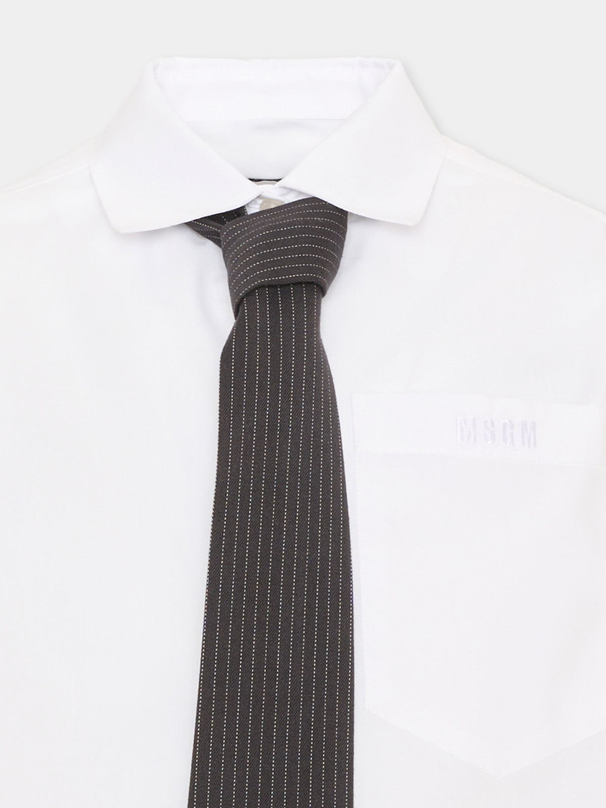 Camicia bianca per bambina con cravatta,Msgm Kids,F6MSJGSI214 001