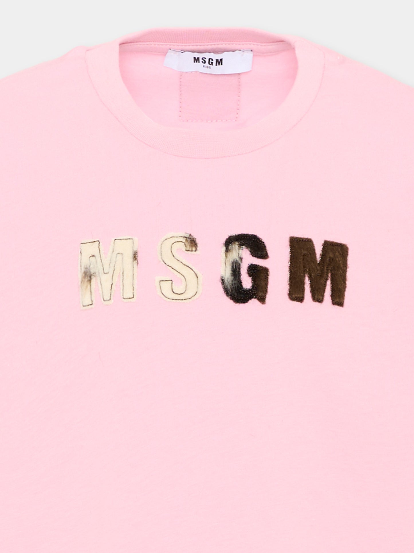 T-shirt rosa per bambina con logo,Msgm Kids,F6MSJGTH067 MS090