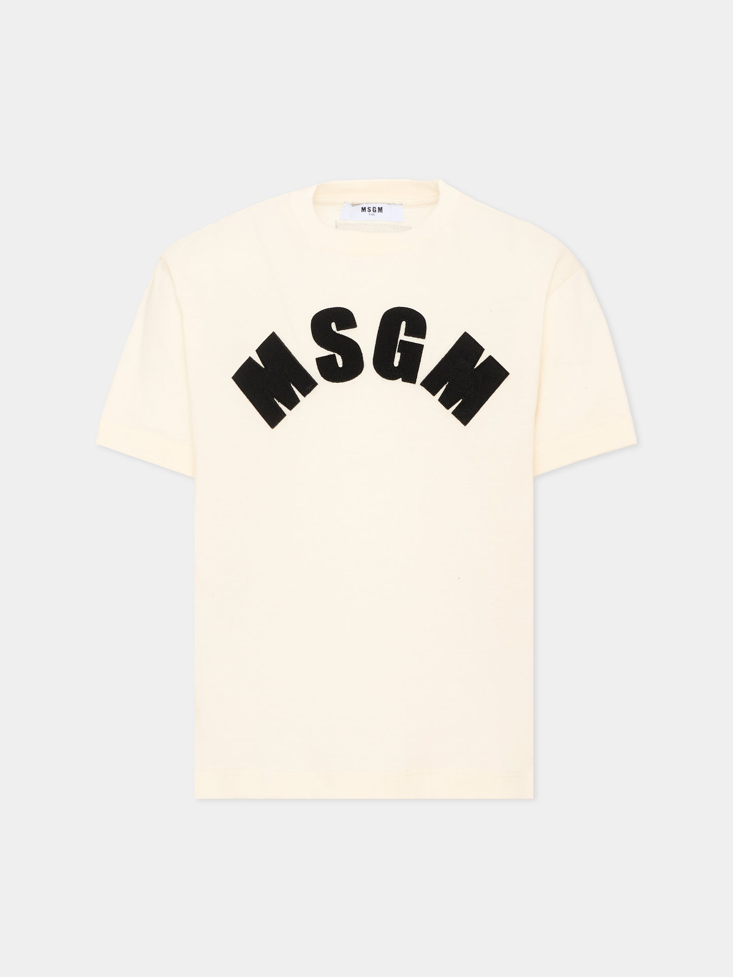 T-shirt avorio per bambina con logo,Msgm Kids,F6MSJGTH096 013/05