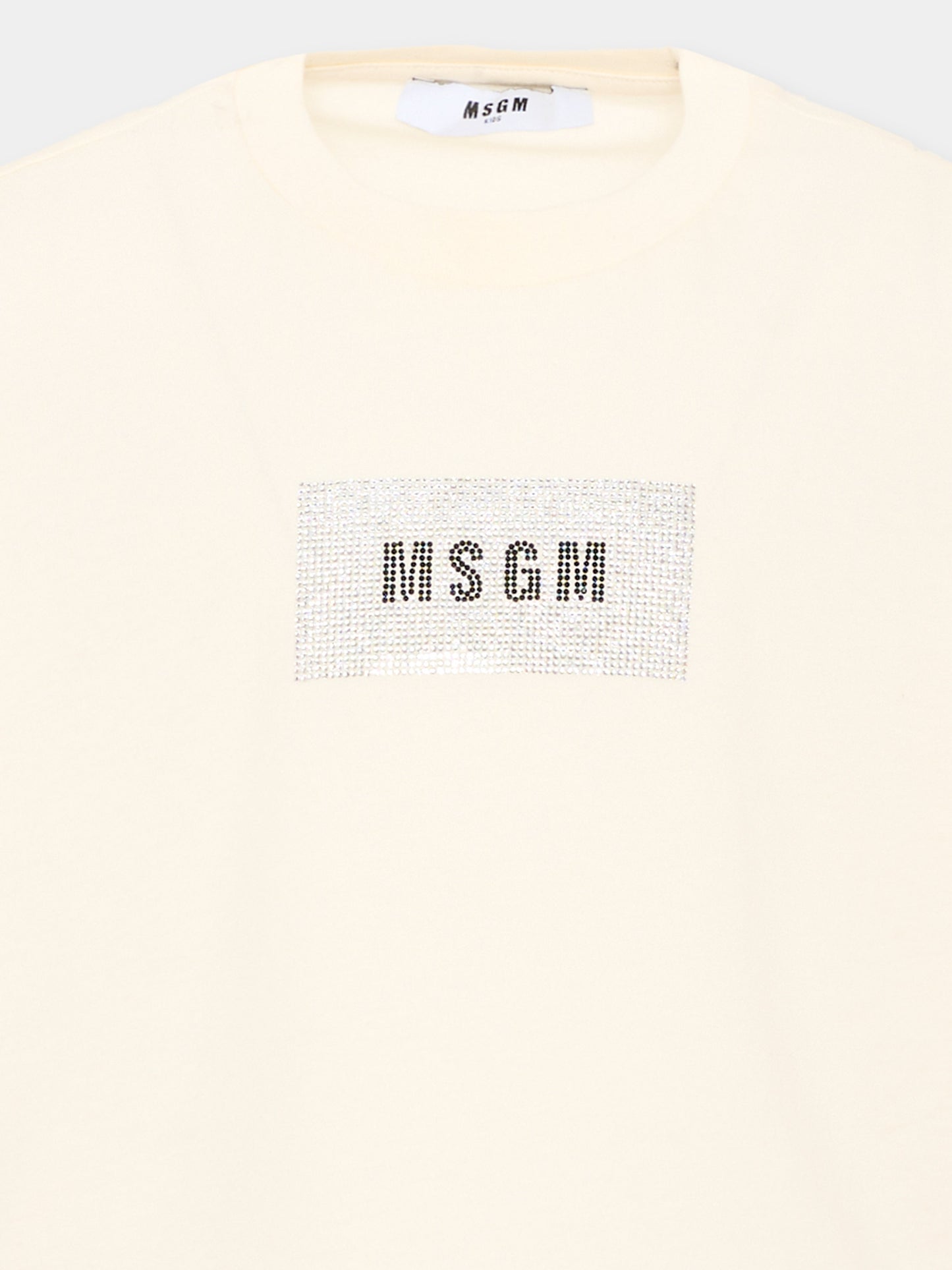 T-shirt avorio per bambina con logo,Msgm Kids,F6MSJGTH209 013