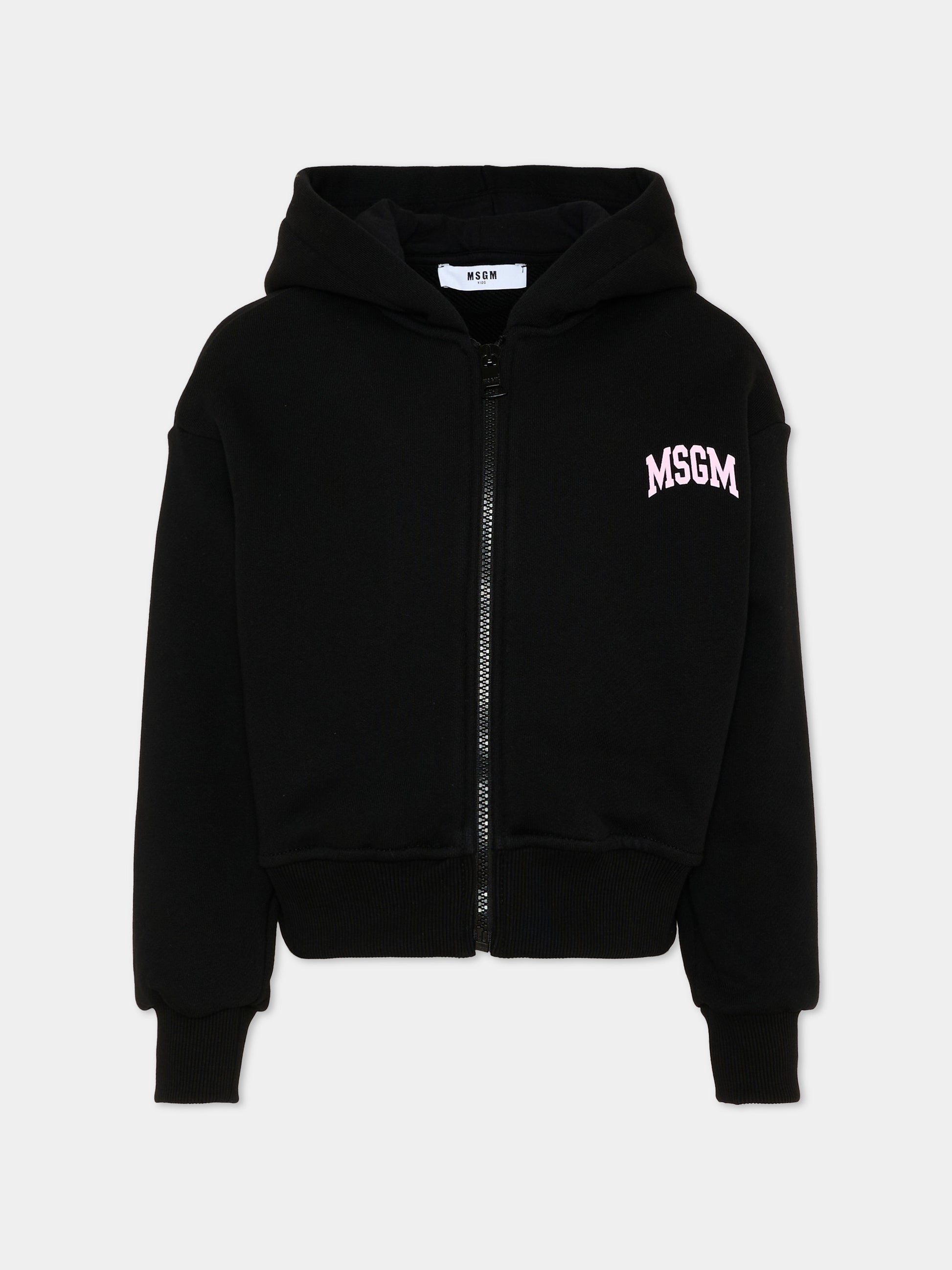 Felpa nera per bambina con logo,Msgm Kids,F6MSJGZH032 110