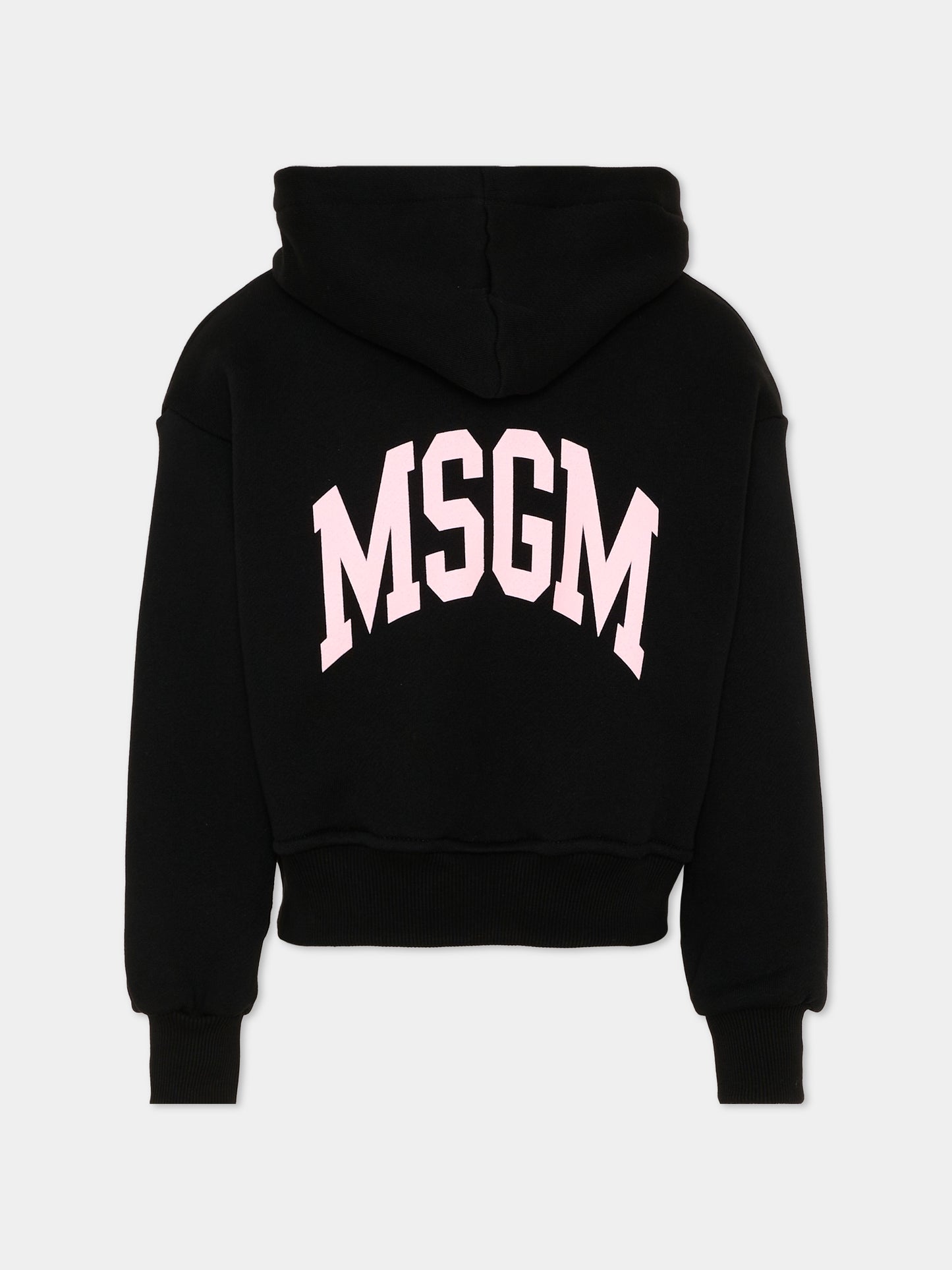 Felpa nera per bambina con logo,Msgm Kids,F6MSJGZH032 110