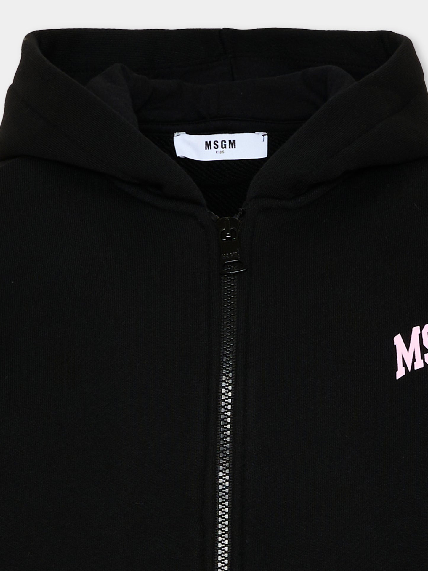 Felpa nera per bambina con logo,Msgm Kids,F6MSJGZH032 110