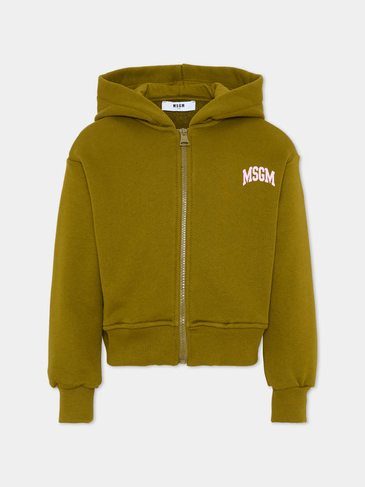 Felpa verde per bambina con logo,Msgm Kids,F6MSJGZH032 MS089
