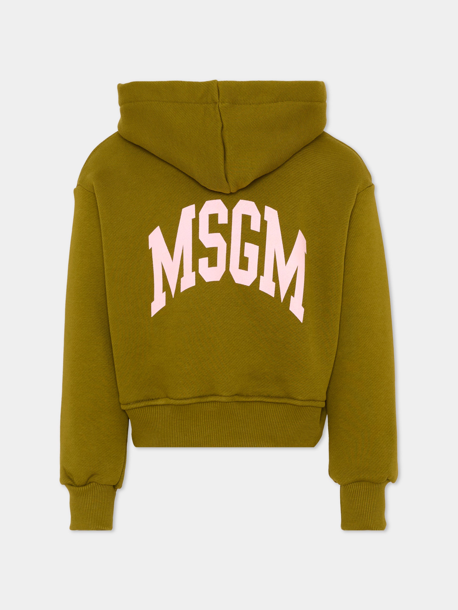 Felpa verde per bambina con logo,Msgm Kids,F6MSJGZH032 MS089