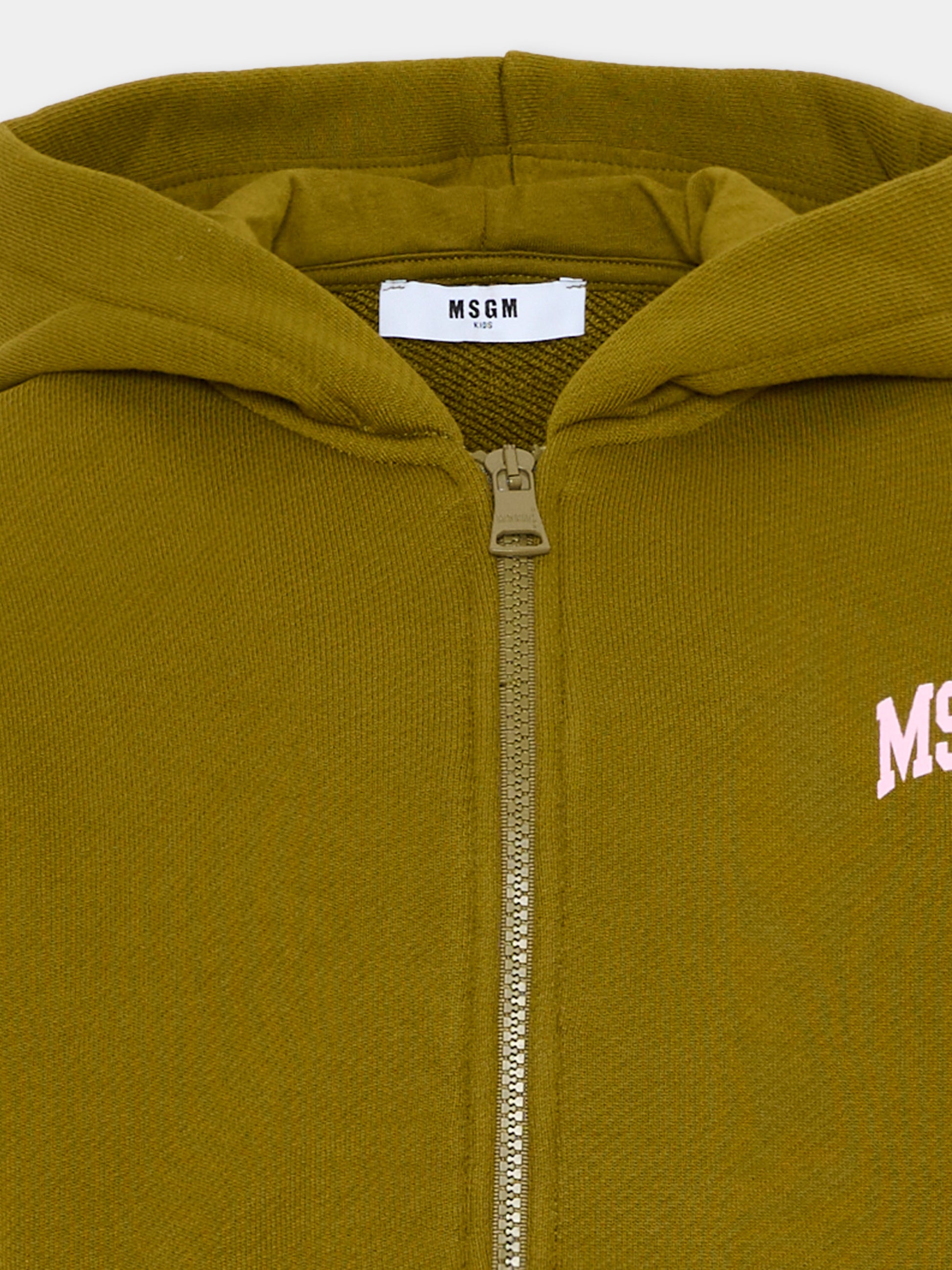 Felpa verde per bambina con logo,Msgm Kids,F6MSJGZH032 MS089