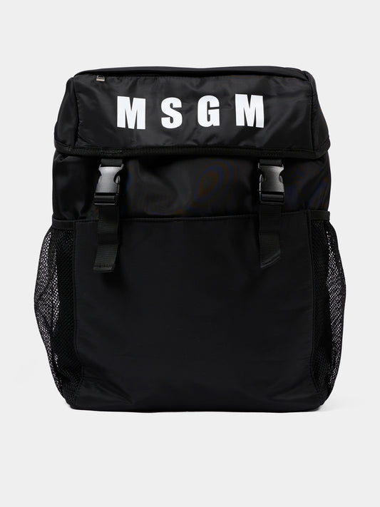 Zaino nero per bambini con logo,Msgm Kids,F6MSJUBP181 110