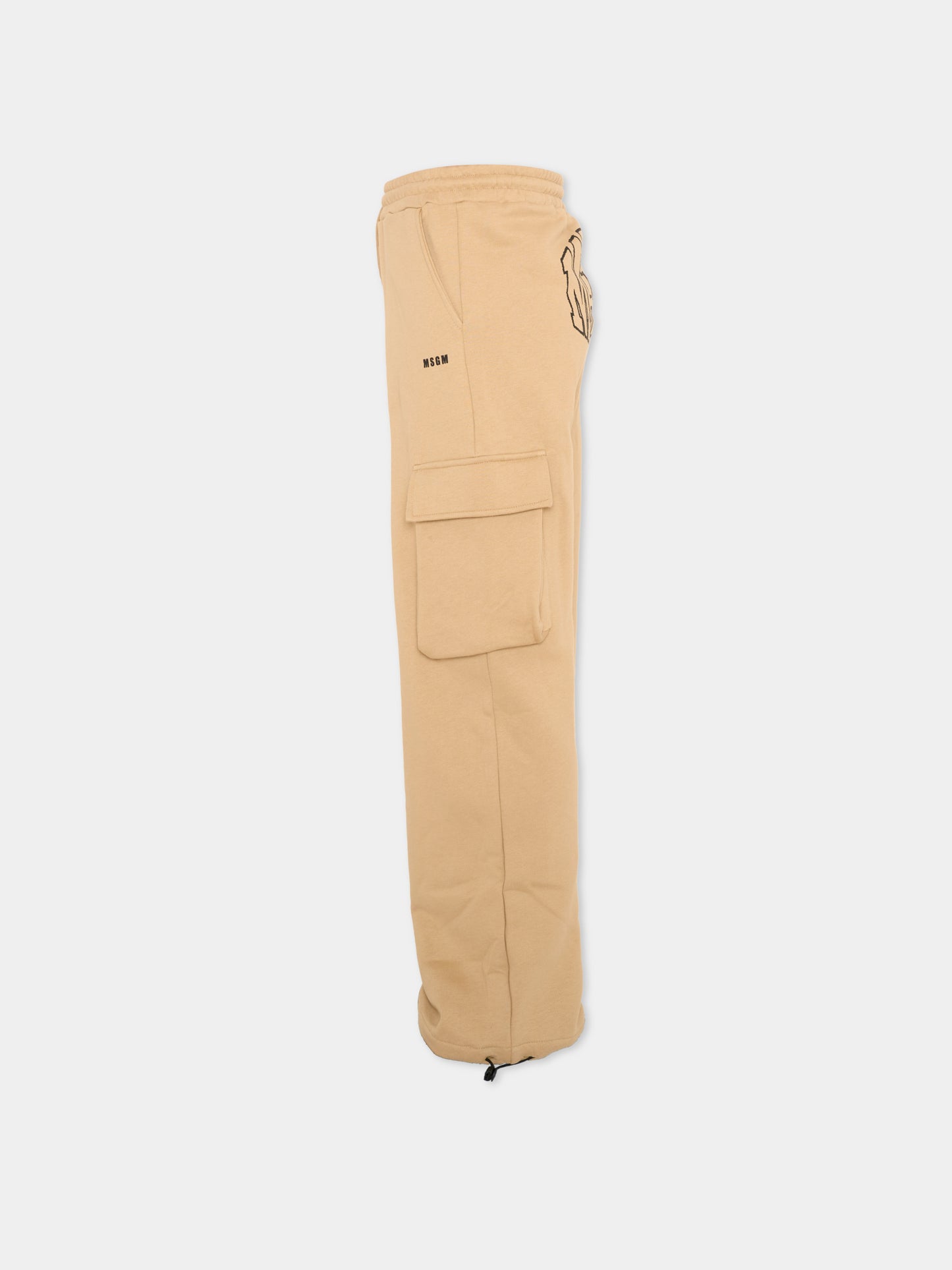 Pantalone beige per bambino con logo,Msgm Kids,F6MSJUFP036 MS030