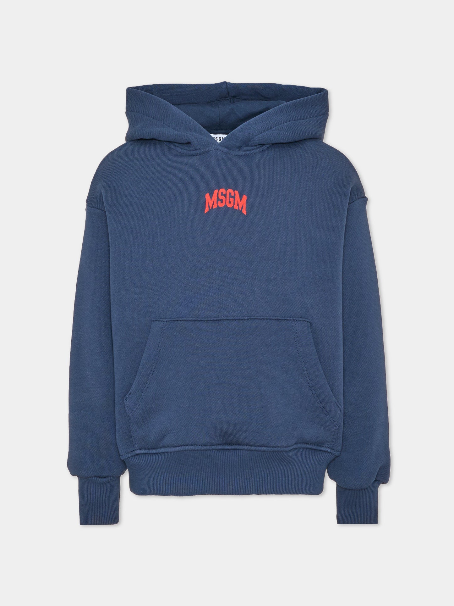 Felpa con cappuccio blu per bambini con logo,Msgm Kids,F6MSJUHS024 MS032