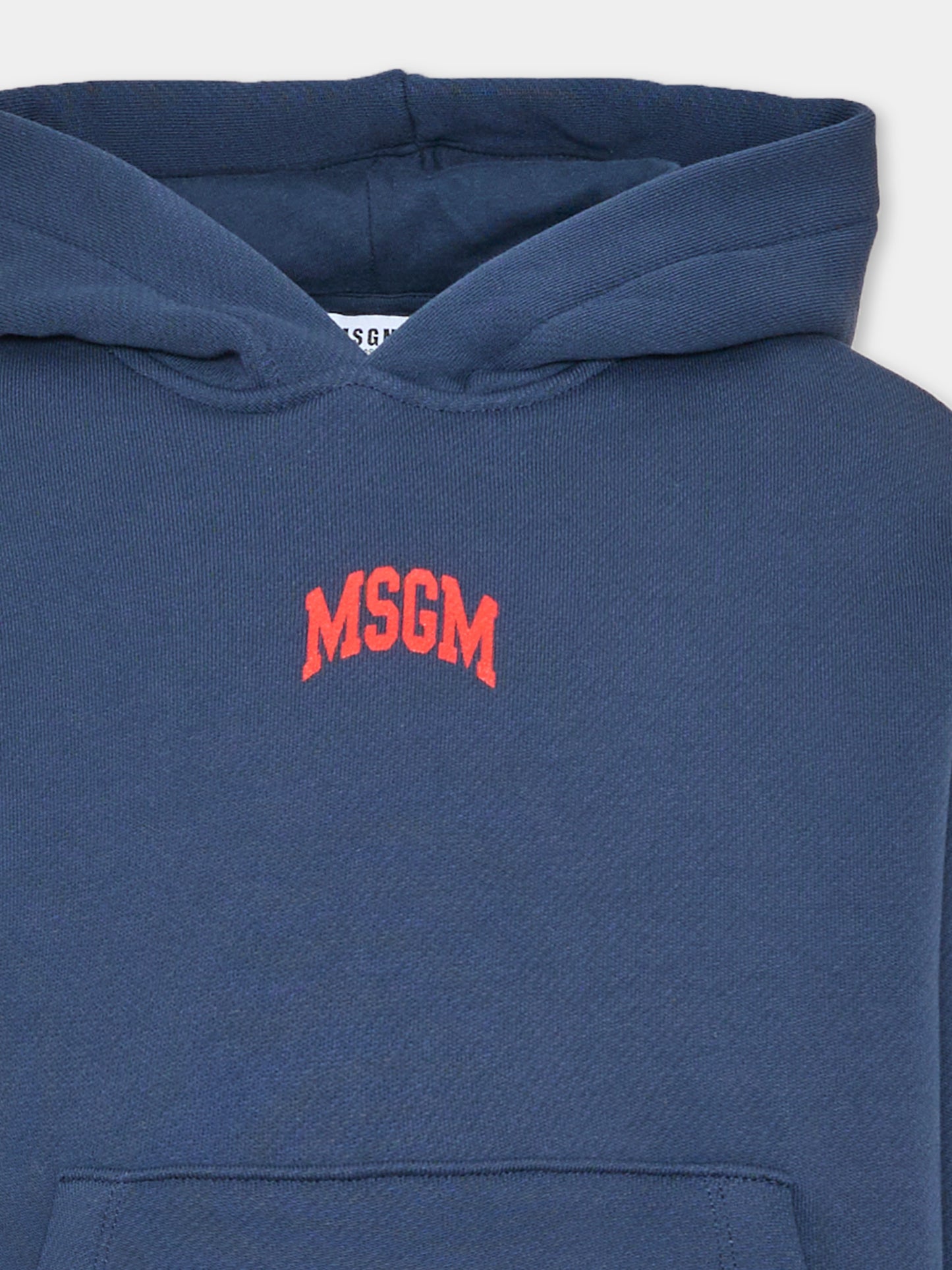 Felpa con cappuccio blu per bambini con logo,Msgm Kids,F6MSJUHS024 MS032