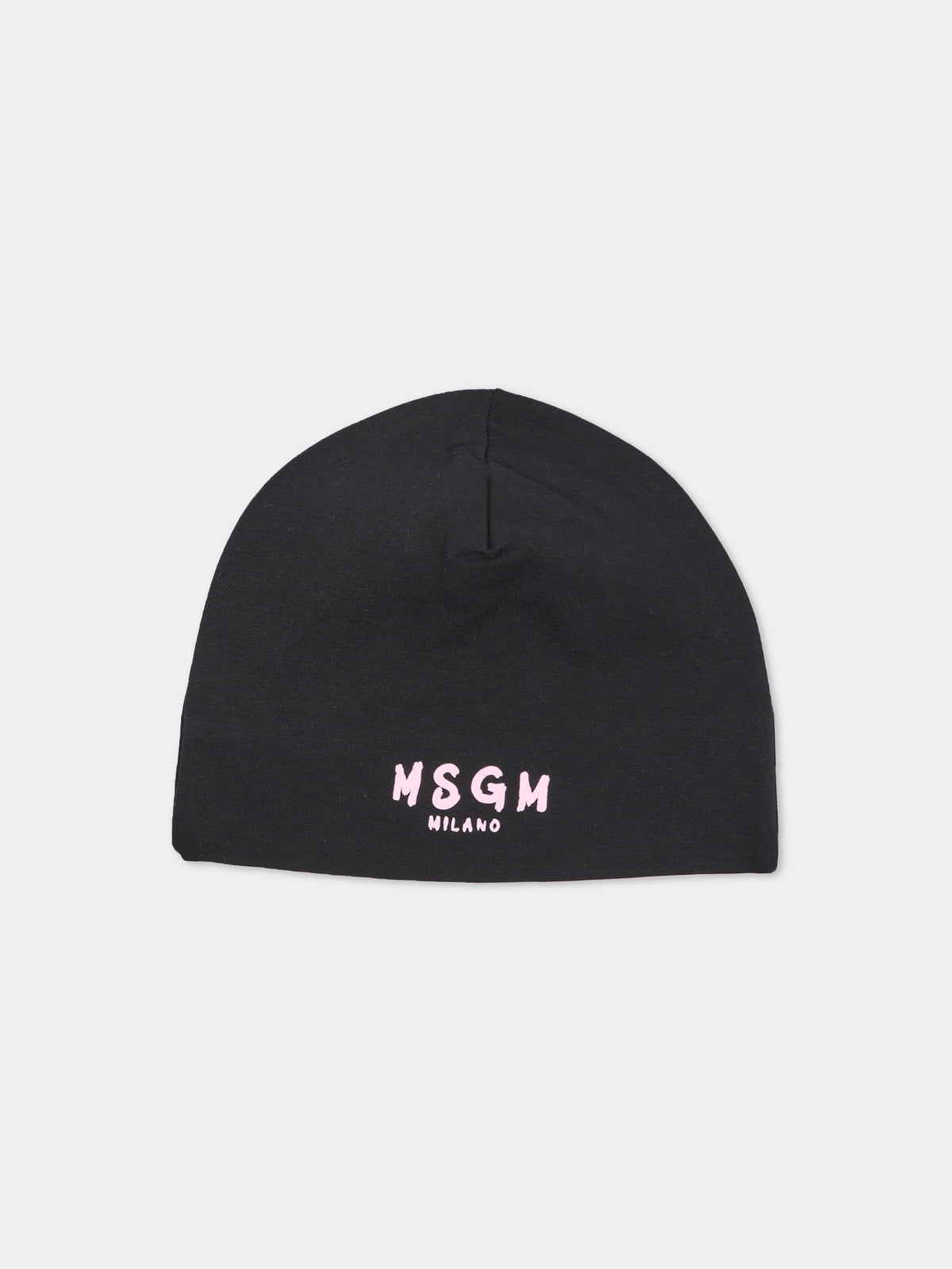 Berretto nero per bambina con logo,Msgm Kids,F6MSJUHT184 MS092