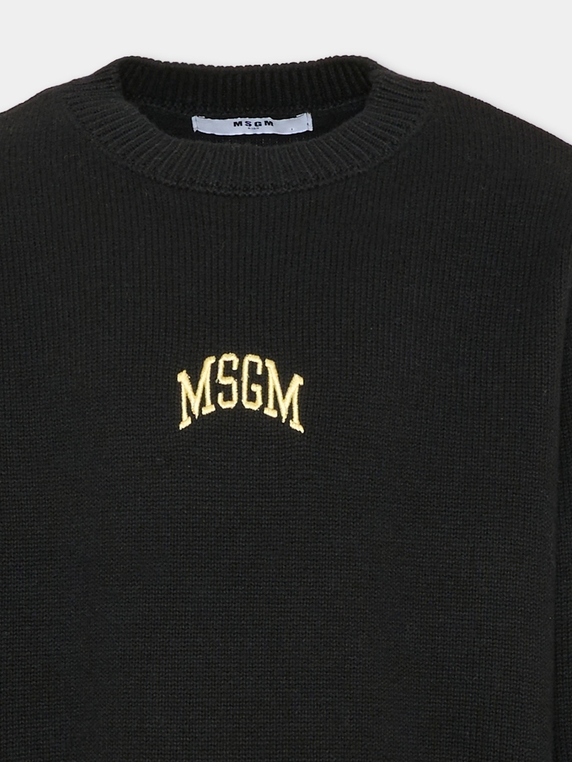 Maglione nero per bambino con logo,Msgm Kids,F6MSJUJP028 110