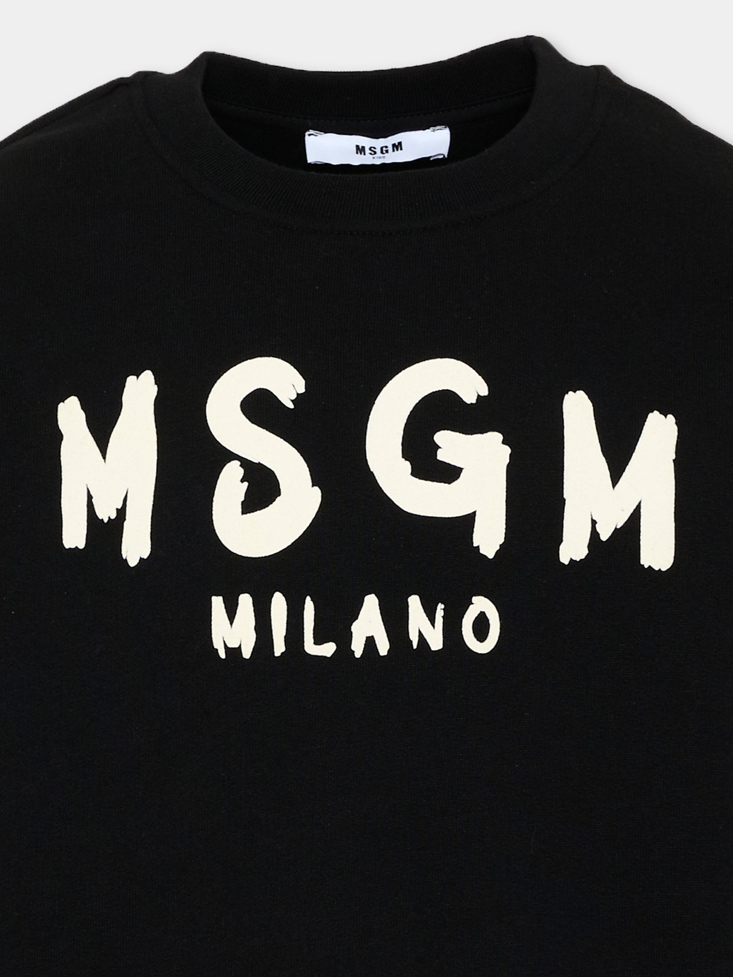 Felpa nera per bambini con logo,Msgm Kids,F6MSJUSW009 110