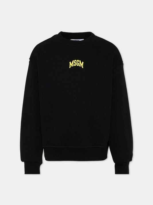 Felpa nera per bambini con logo,Msgm Kids,F6MSJUSW026 110