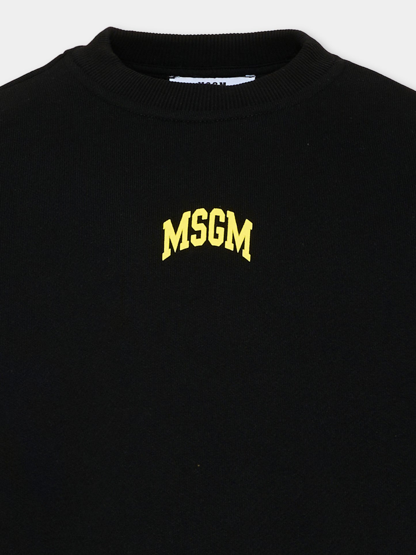Felpa nera per bambini con logo,Msgm Kids,F6MSJUSW026 110