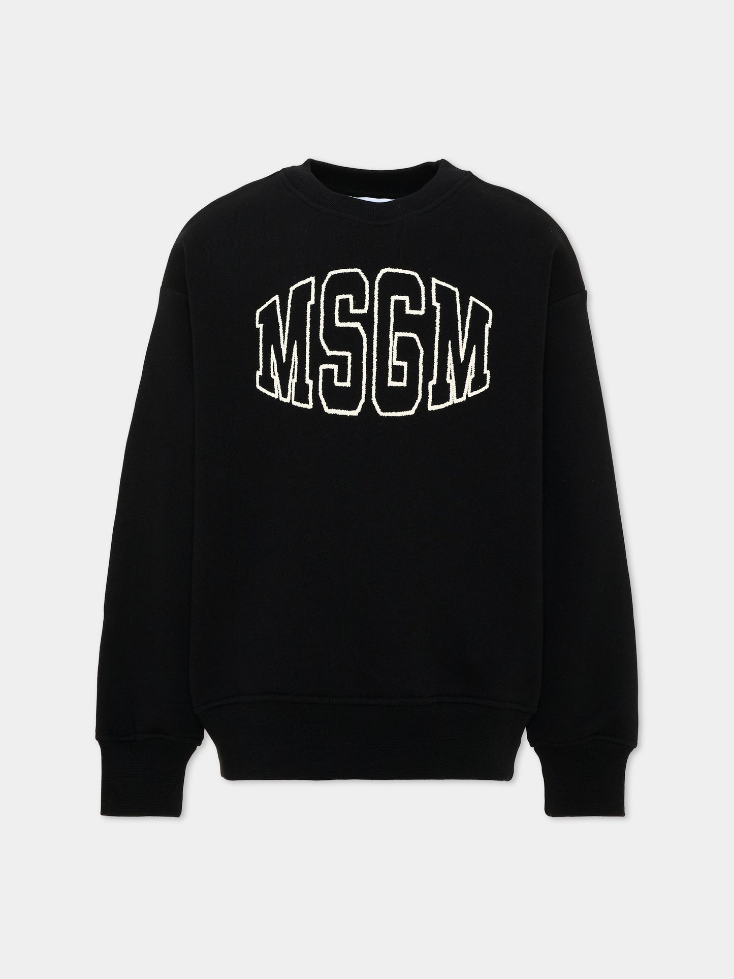 Felpa nera per bambini con logo,Msgm Kids,F6MSJUSW039 110