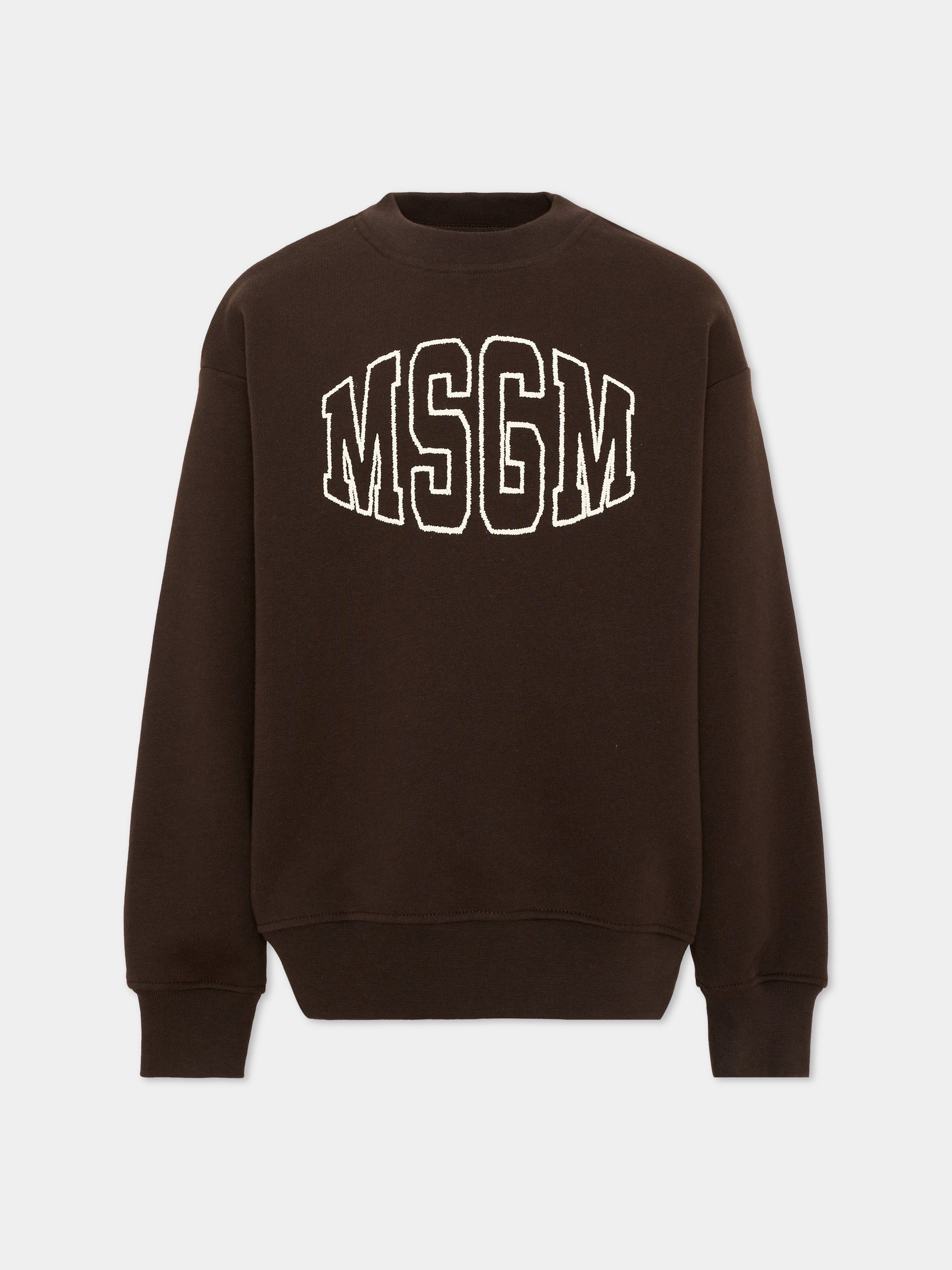 Felpa marrone per bambini con logo,Msgm Kids,F6MSJUSW039 943