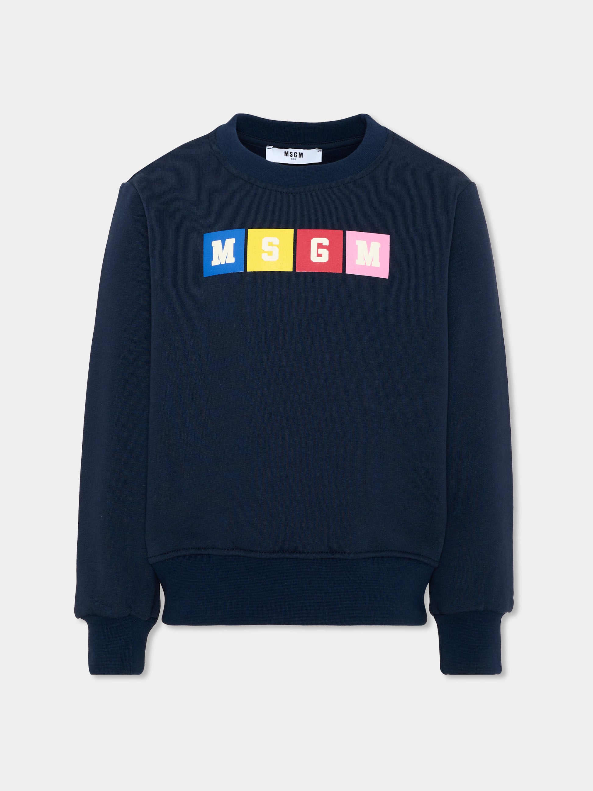 Felpa blu per bambini con logo,Msgm Kids,F6MSJUSW158 MS032