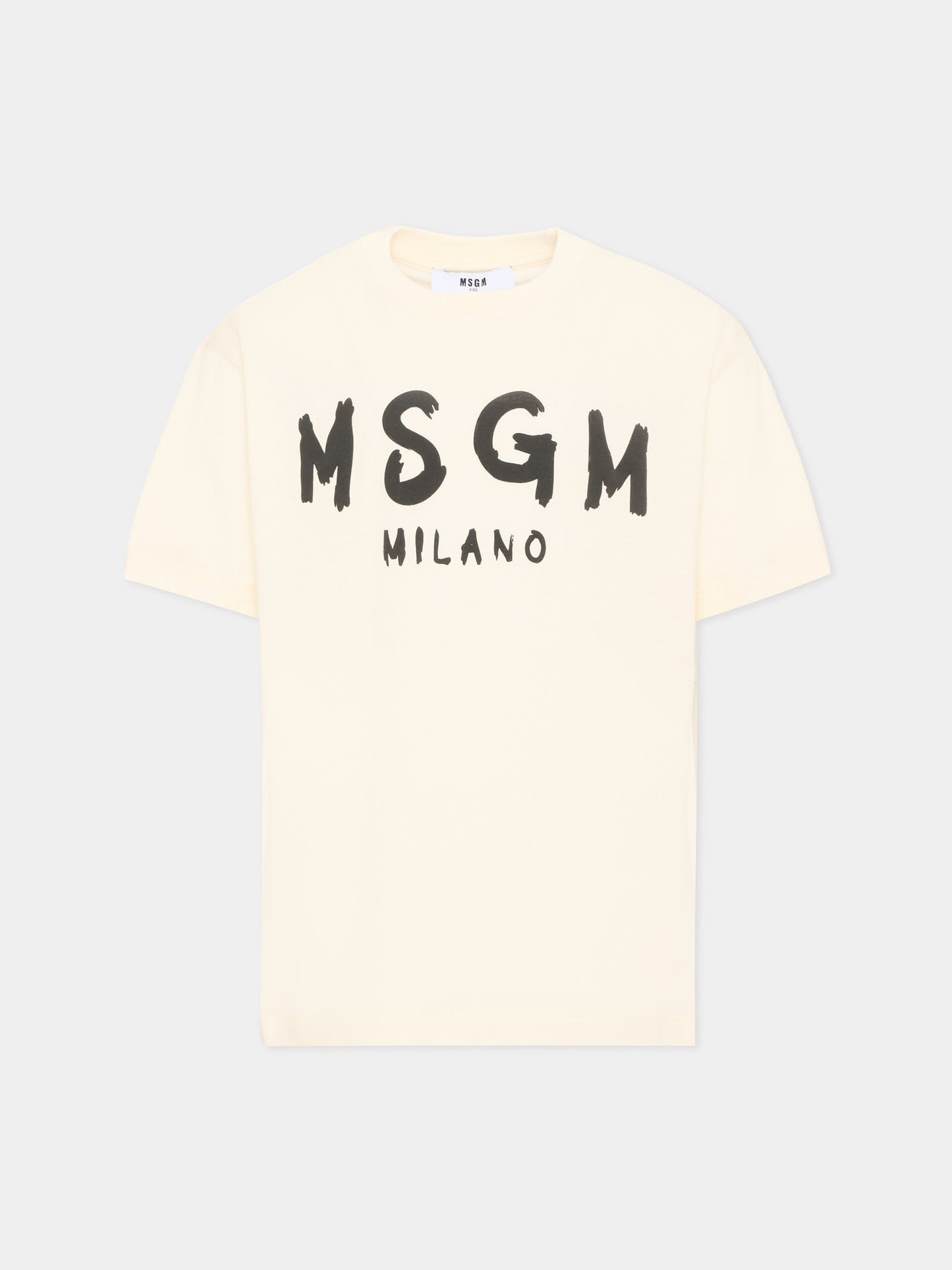 T-Shirt avorio per bambini con logo,Msgm Kids,F6MSJUTH010 013
