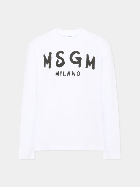 T-shirt bianca per bambini con logo,Msgm Kids,F6MSJUTH012 001