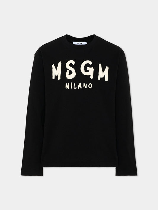 T-shirt nera per bambini con logo,Msgm Kids,F6MSJUTH012 110