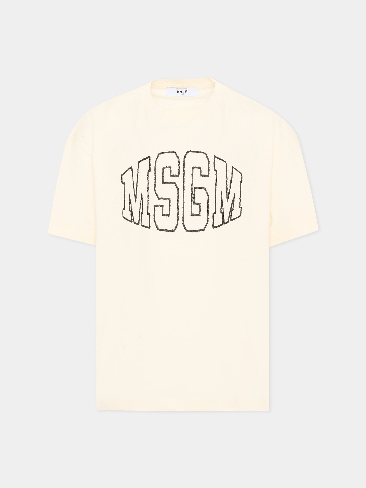 T-Shirt avorio con logo per bambini,Msgm Kids,F6MSJUTH038 013