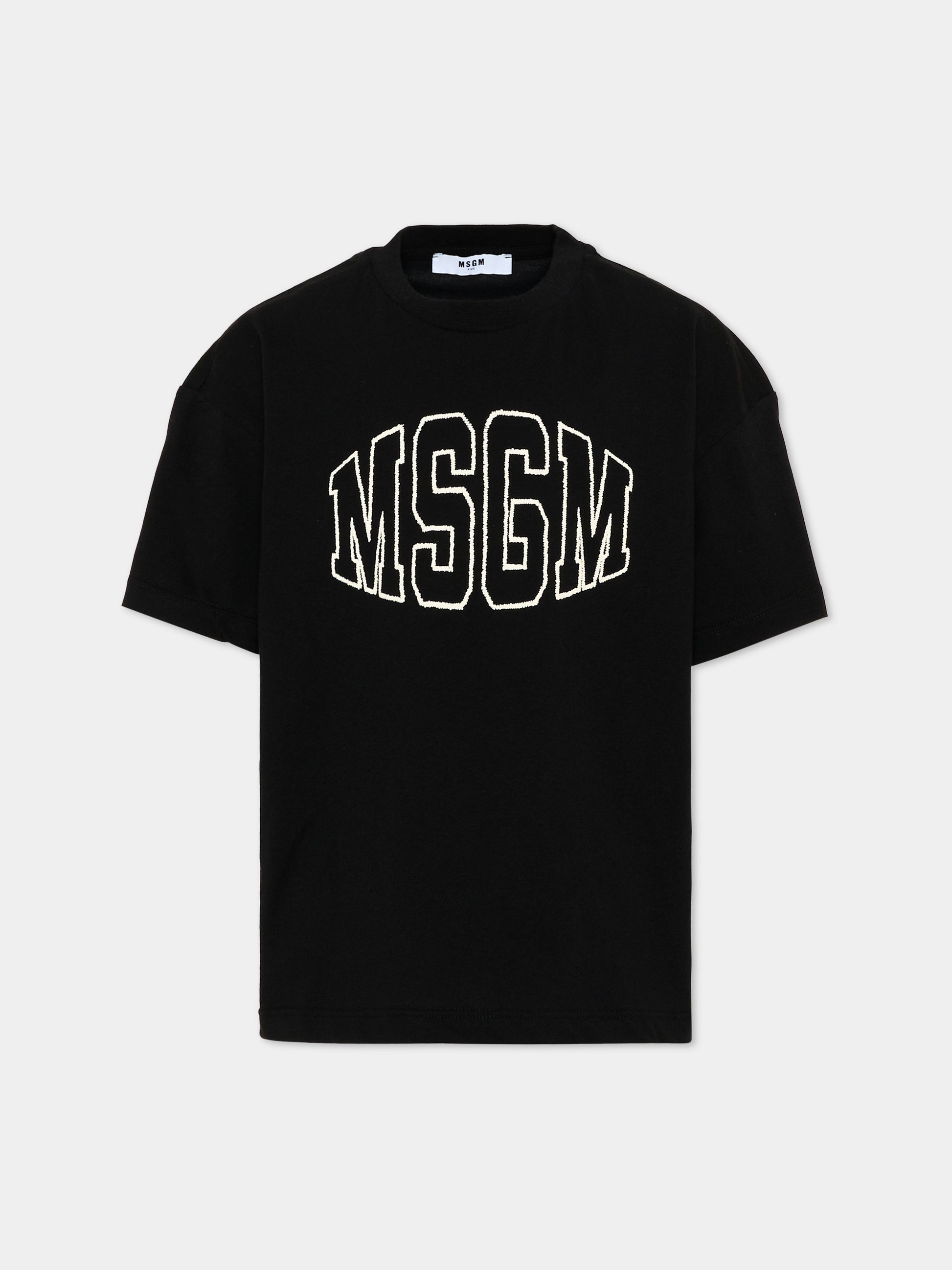 T-Shirt nera MSGM per bambini con logo,Msgm Kids,F6MSJUTH038 110