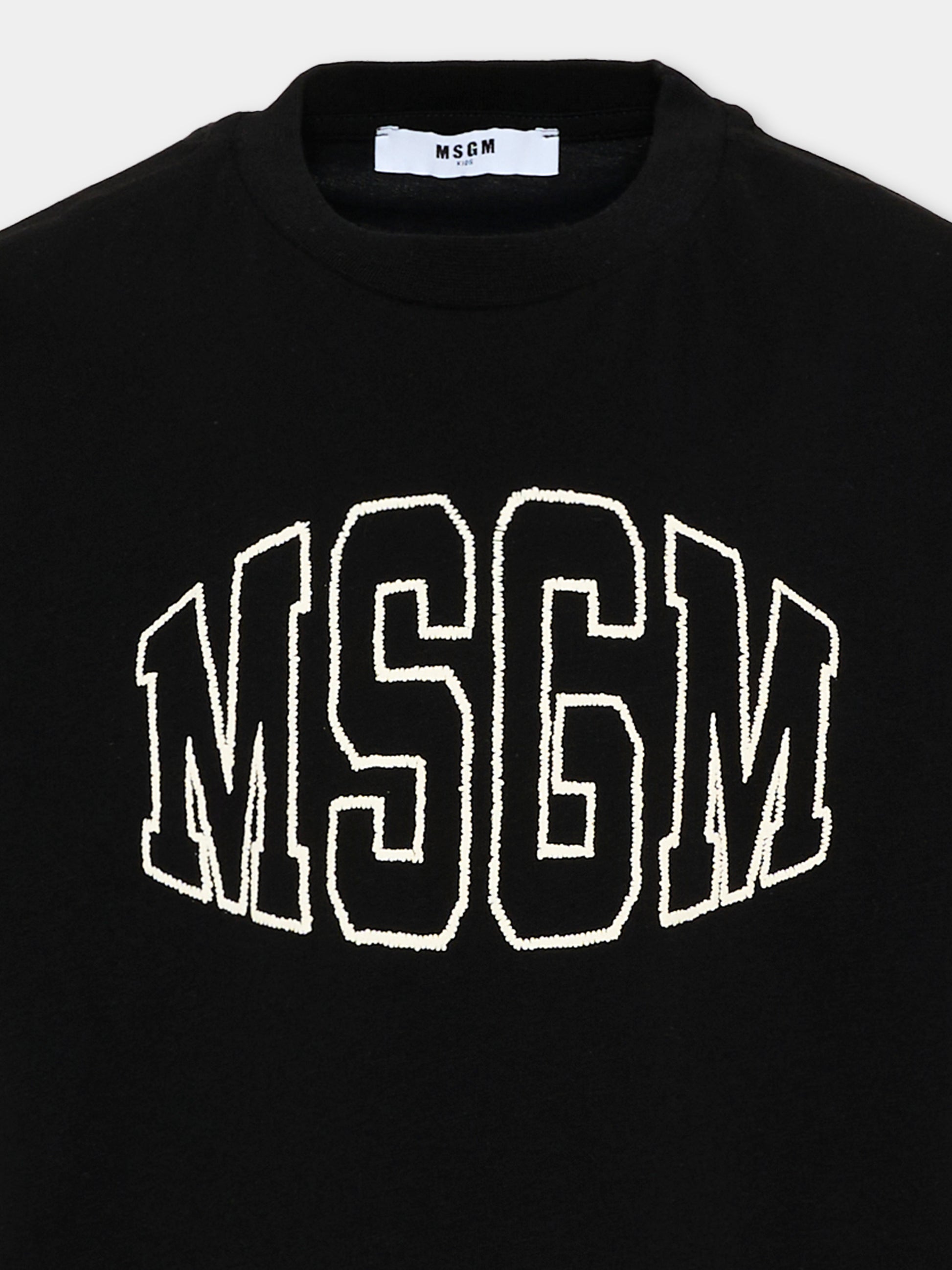 T-Shirt nera MSGM per bambini con logo,Msgm Kids,F6MSJUTH038 110