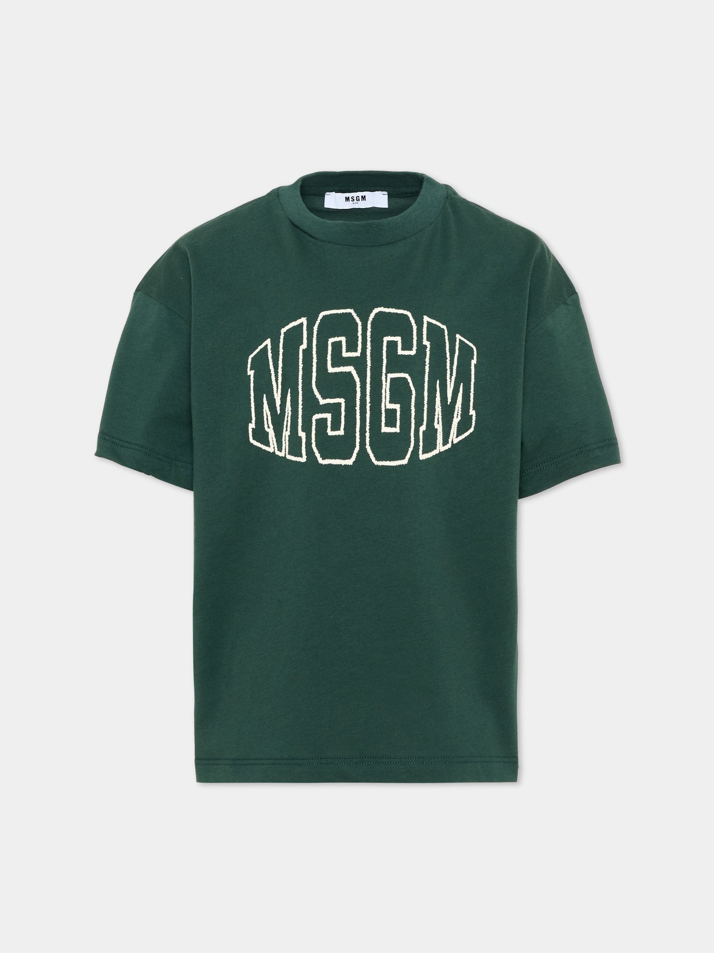 T-Shirt verde MSGM per bambini con logo,Msgm Kids,F6MSJUTH038 MS095