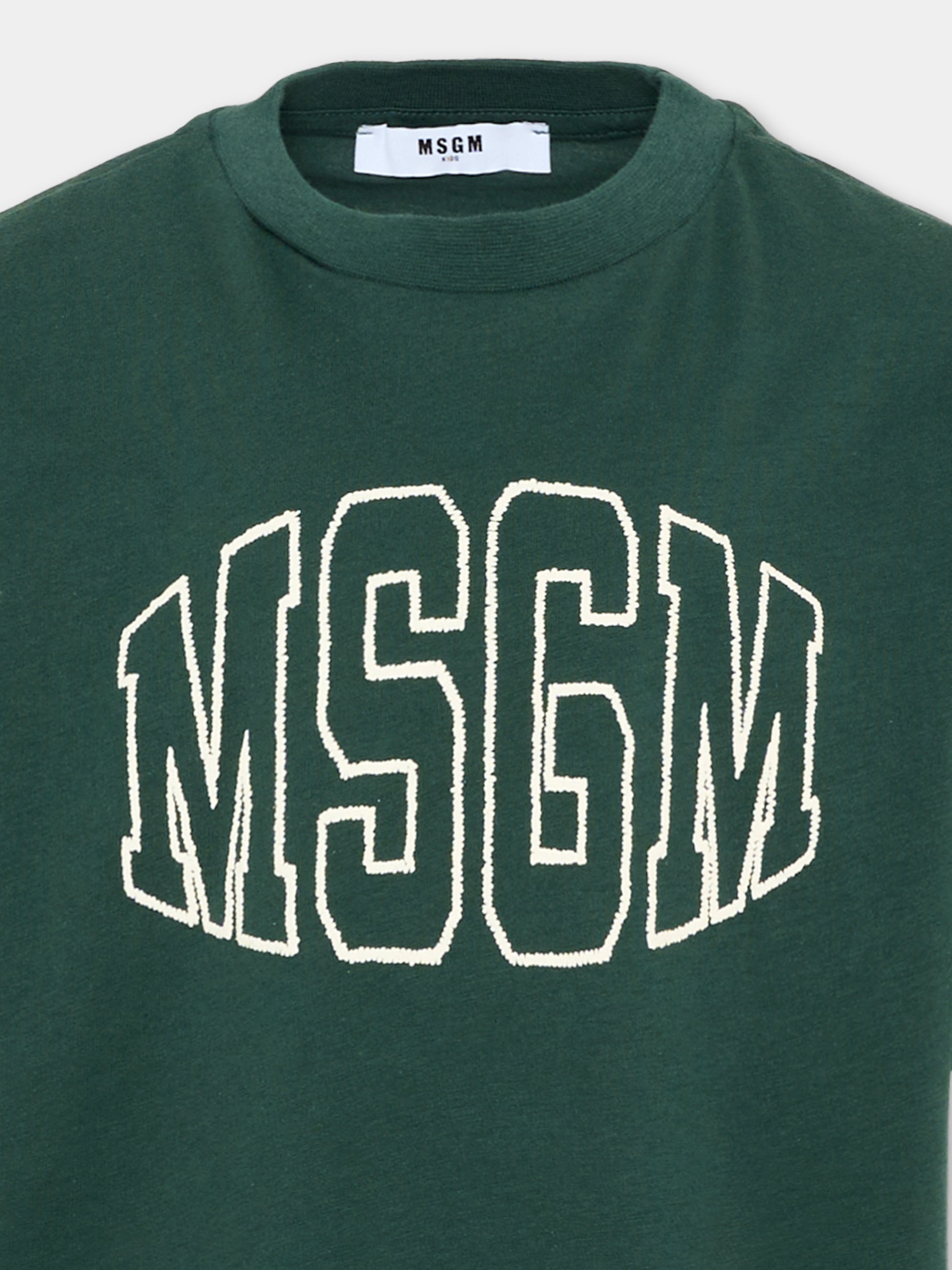 T-Shirt verde MSGM per bambini con logo,Msgm Kids,F6MSJUTH038 MS095