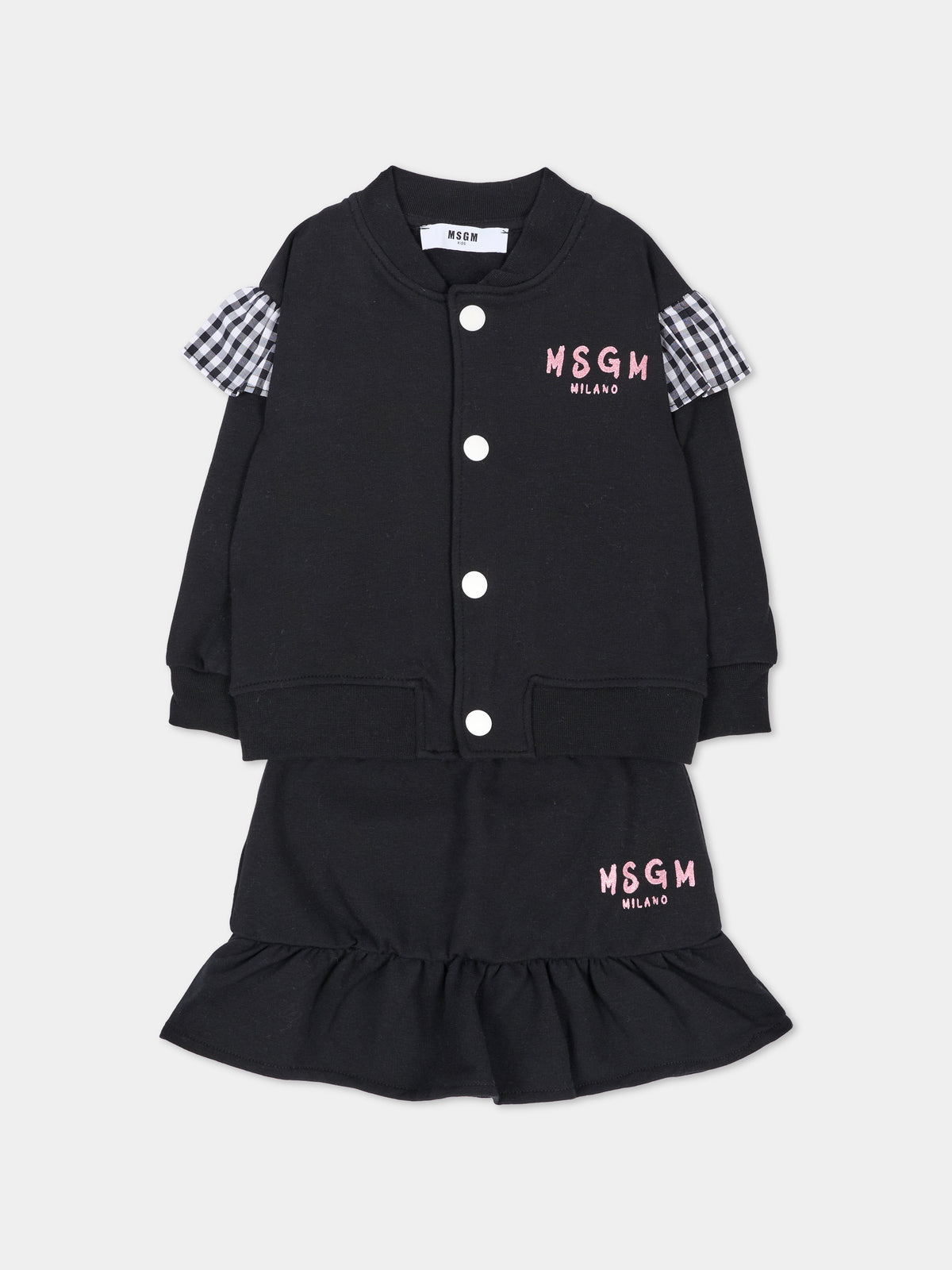 Completo sportivo lungo nero con logo,Msgm Kids,F6MSNGBS368 110