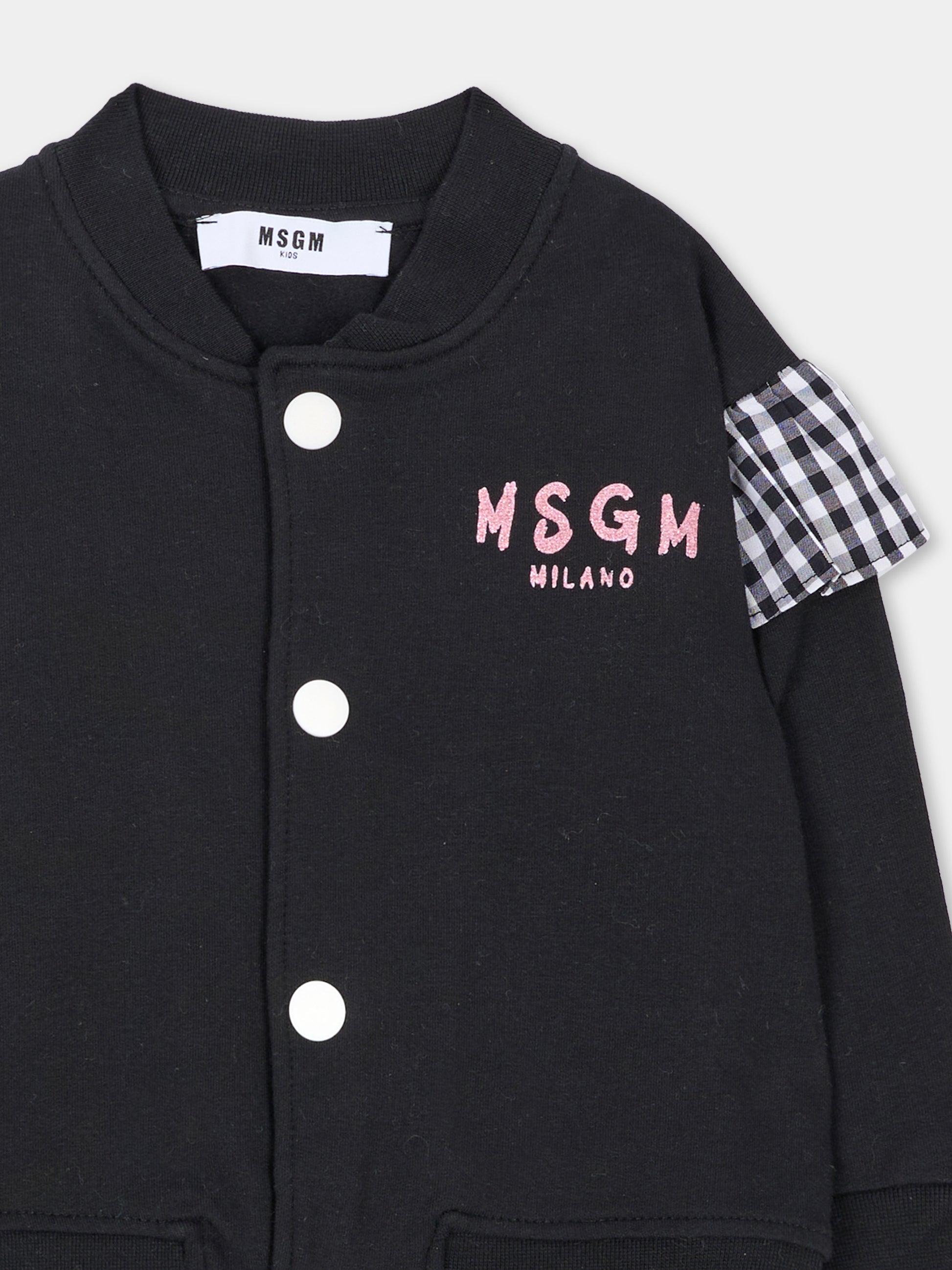 Completo sportivo lungo nero con logo,Msgm Kids,F6MSNGBS368 110