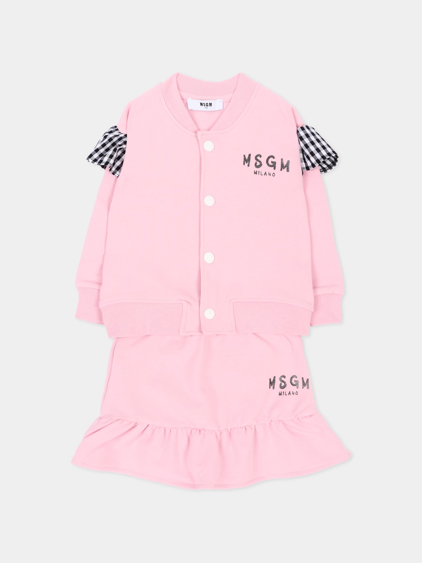 Completo sportivo lungo rosa con logo,Msgm Kids,F6MSNGBS368 MS090