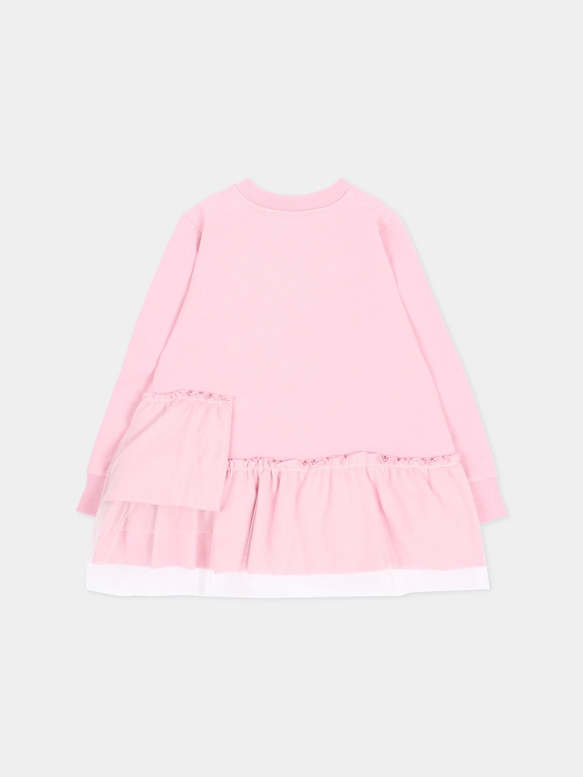 Vestito a manica lunga rosa con logo,Msgm Kids,F6MSNGDR327 MS090